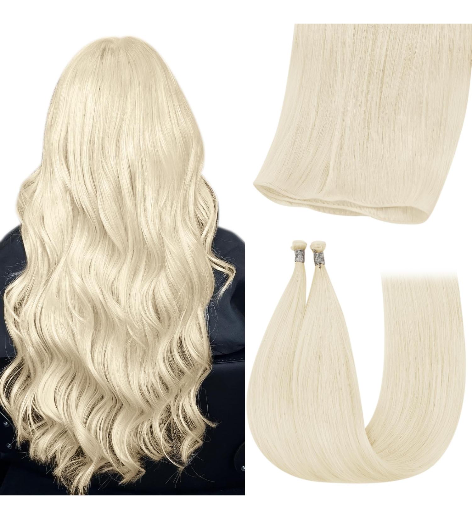 Youngsee Virgin Weft Tressen Blond 50cm - Real Hair Extensions Easy Weaving Remy 25g #1000 - Buy Online on GoSupps.com