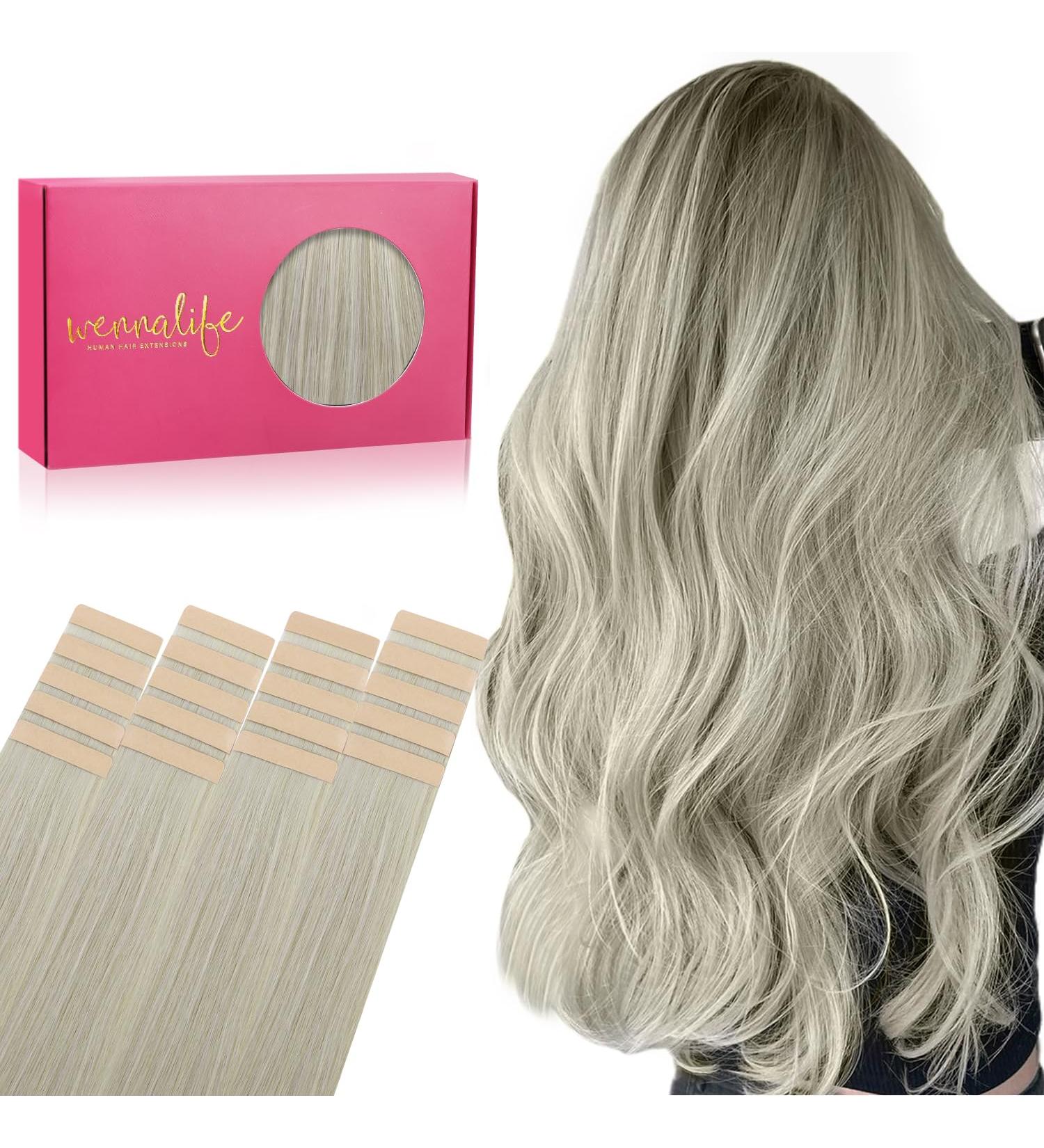Buy If Salife 22-Inch Gray Remy Invisible Tape Extensions - 20Pcs 50g Silky Straight Real Hair | Skin Weft Remy Tape Extensions - Buy Online on GoSupps.com