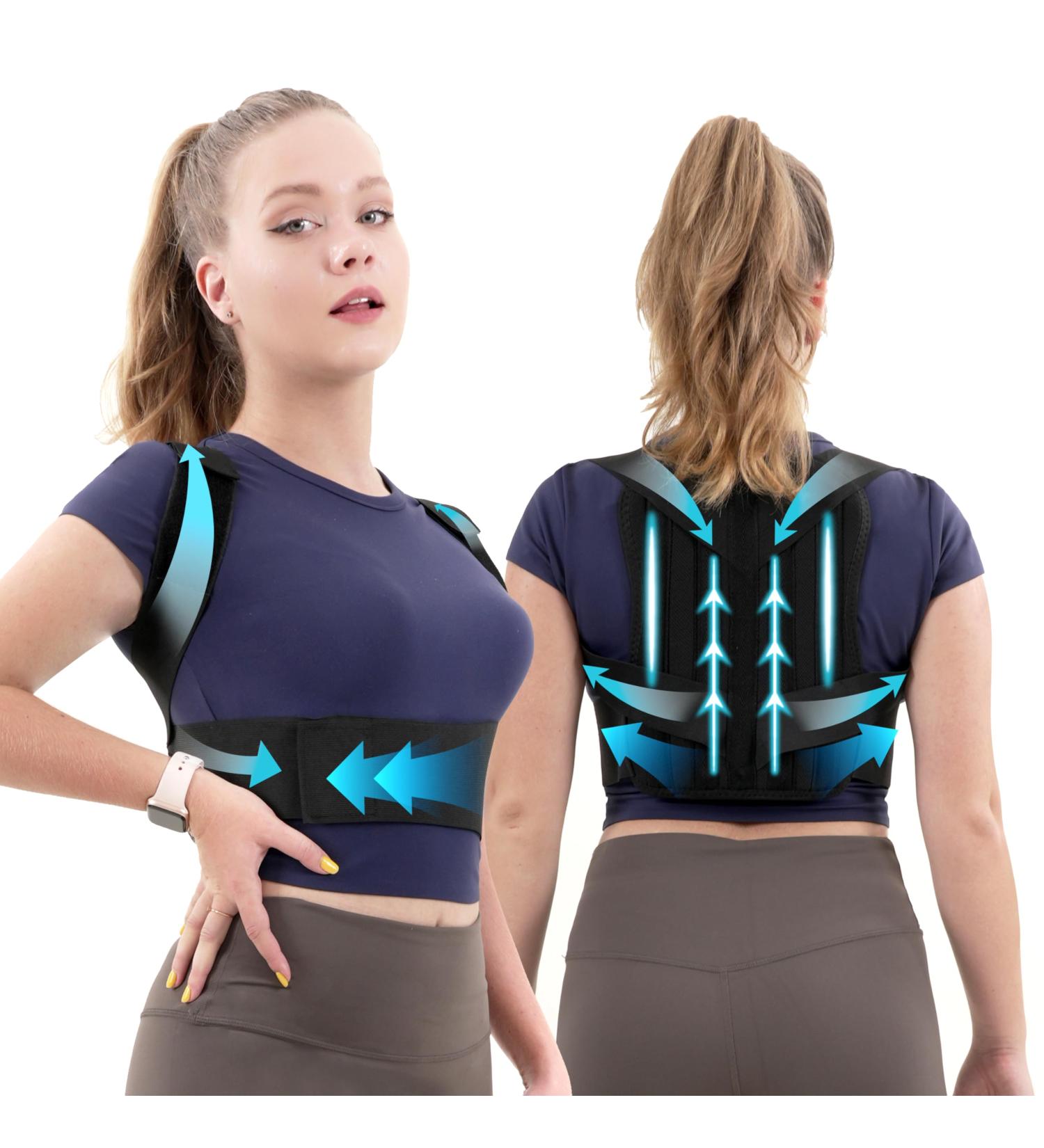 Buy Adjustable Posture Corrector for Women & Men | Breathable Back Straightener for Scoliosis & Hunchback - Large Black | International Shipping Available - Buy Online on GoSupps.com