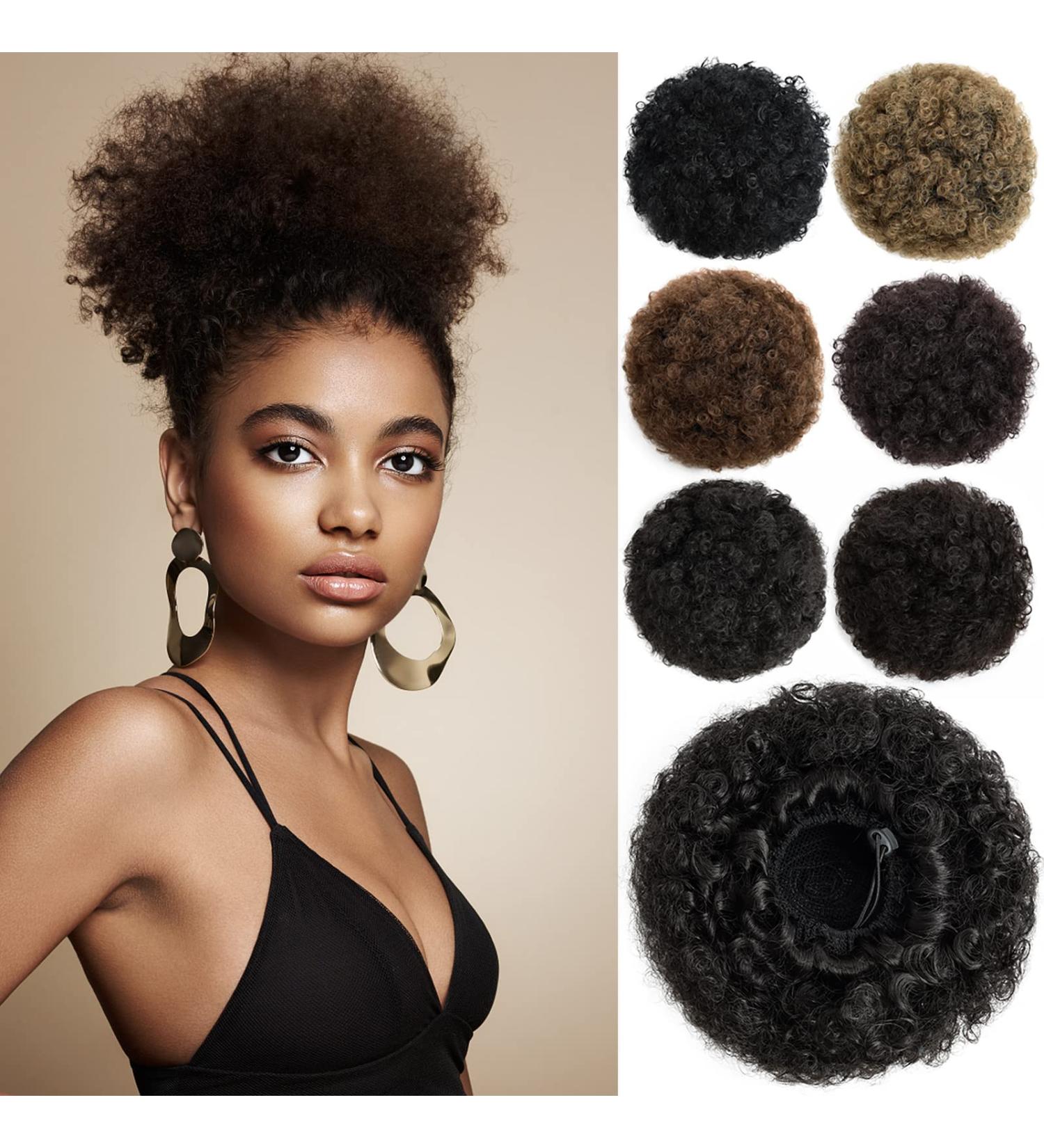 YAMEL Afro Puff Drawstring Ponytail Large Bun Extension - Dark Natural Brown Synthetic Updo Hair Piece for Black Women - Buy Online on GoSupps.com