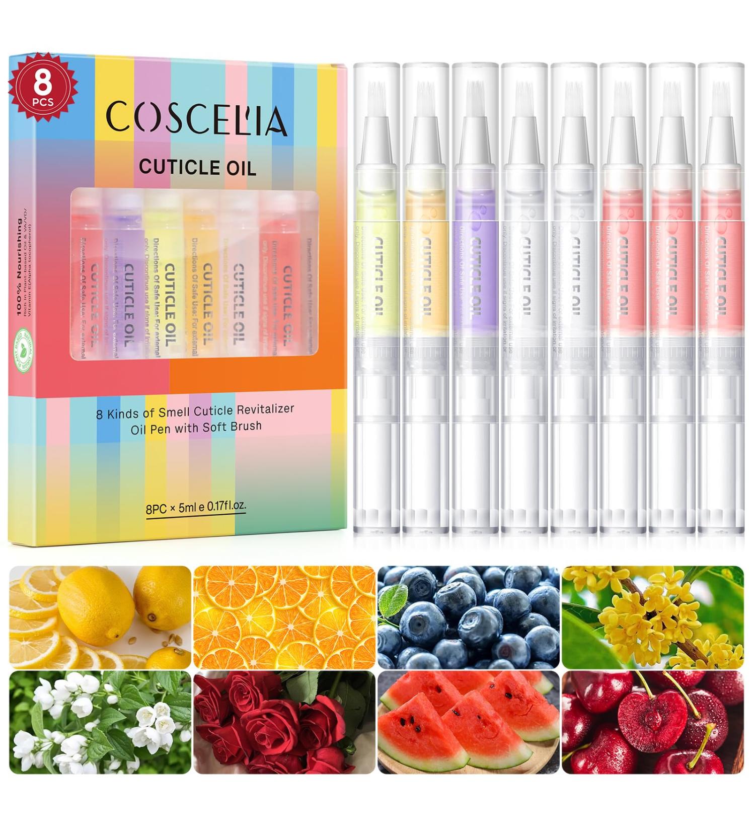  COSCELIA Coscelia 8 Pcs Cuticle Nail Oil Pens for Cuticles Nail Nutrition Oil Nail Care to Repair Cracks and Cuticle Oil Dry Mix Taste - Buy Online on GoSupps.com