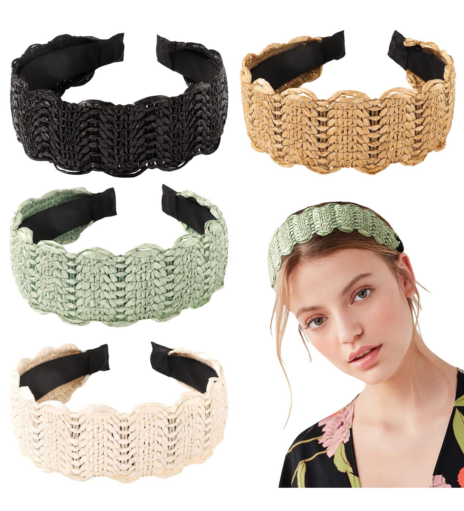 Rattan Summer Straw Headbands for Women - Cute Wide Raffia Woven Hair Accessories - Buy Online on GoSupps.com