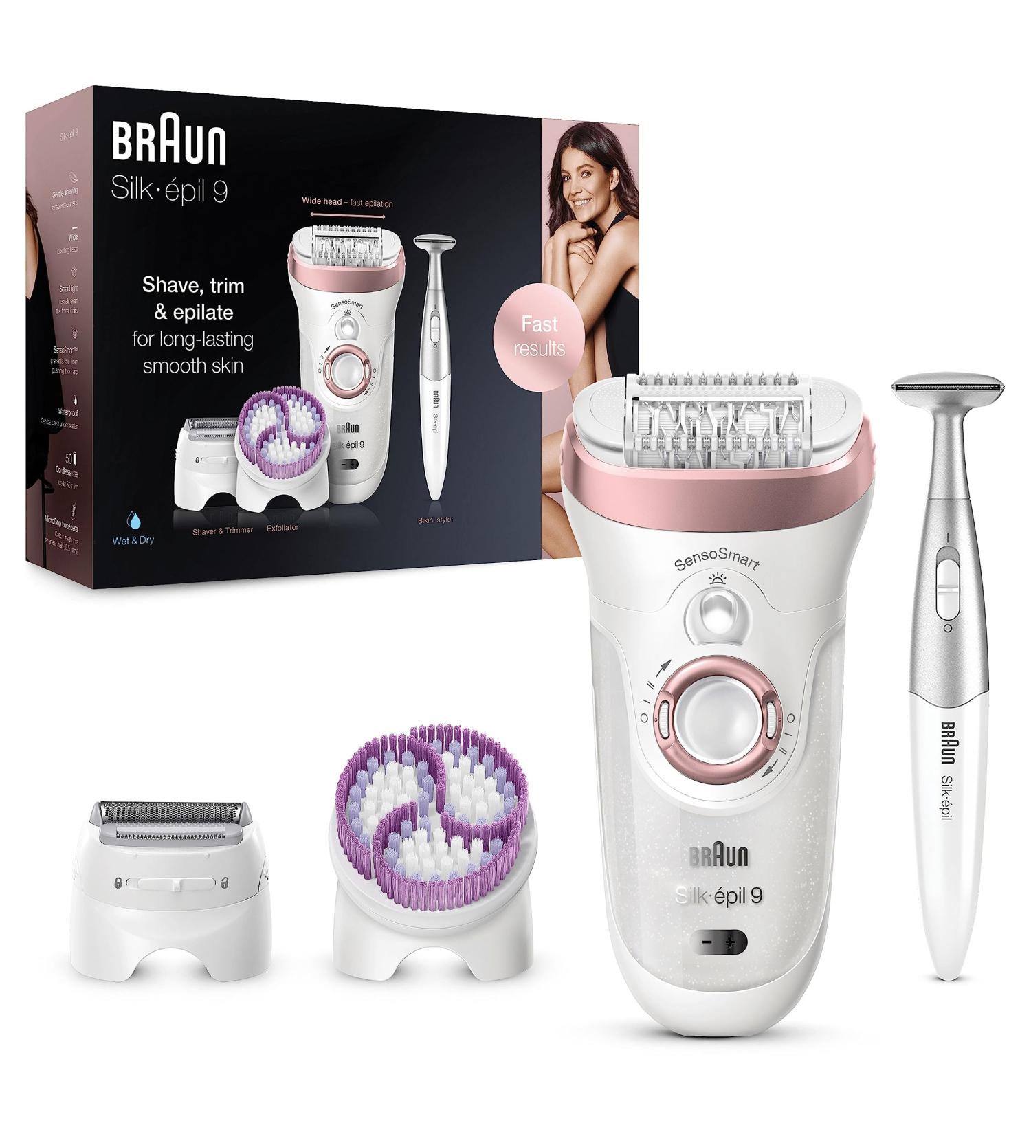 Braun Silk-pil 9 Epilator with Shaver, Trimmer & Exfoliator | 100% Waterproof, UK 2 Pin Plug | Long-Lasting Hair Removal | Rose Gold - Buy Online on GoSupps.com