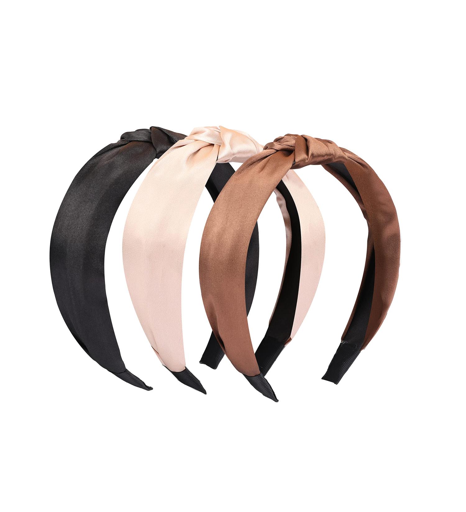 Manshui Satin Cross Knotted Headbands - Set of 3 | Hair Accessory for Daily Wear, Dating, Sports, and Makeup - Buy Online on GoSupps.com