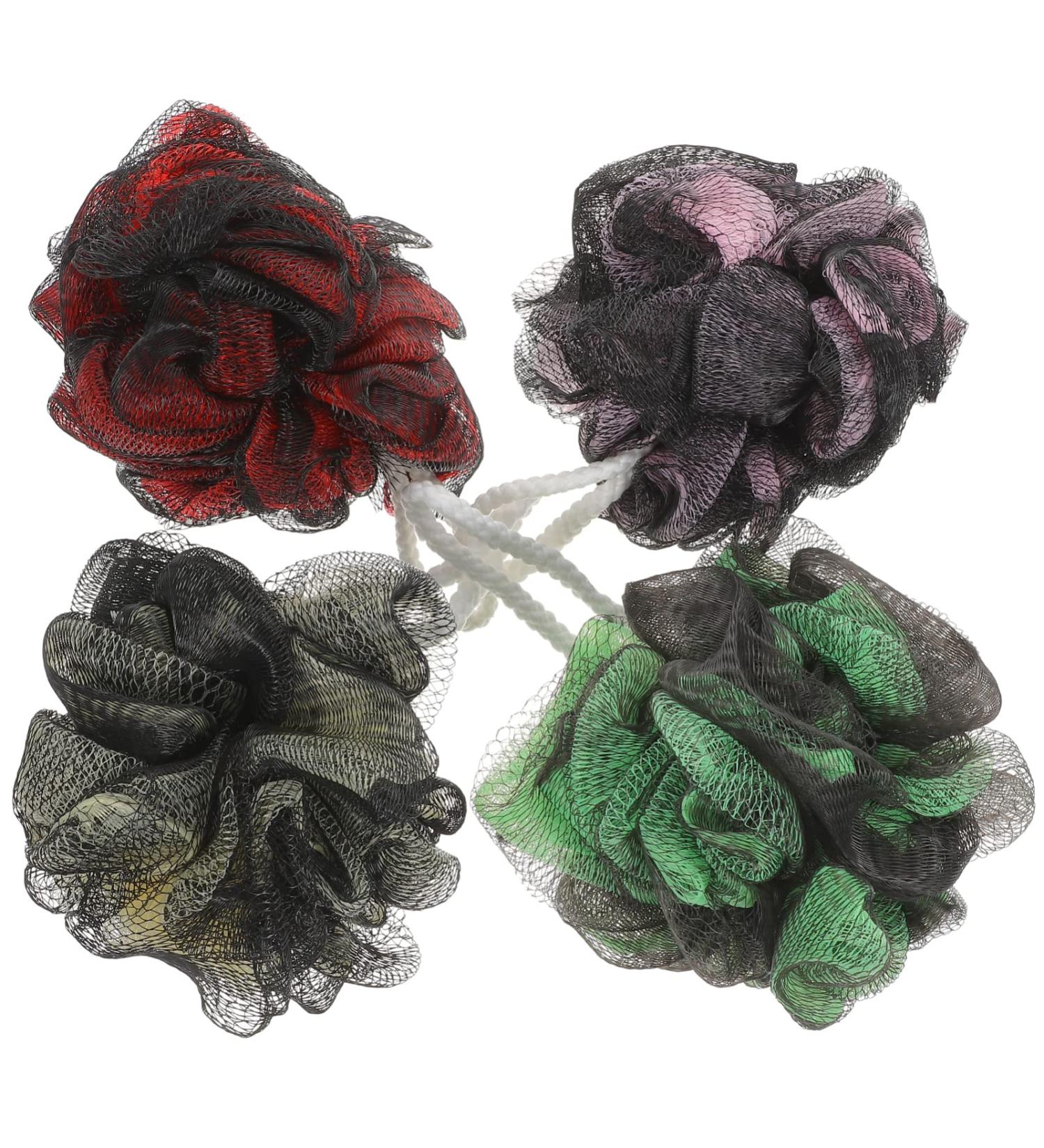 4pcs Foaming Net Loofah Men's Shower Sponge Set | Bathroom Cleaning Supplies & Hotel Bathing Balls - Buy Online on GoSupps.com