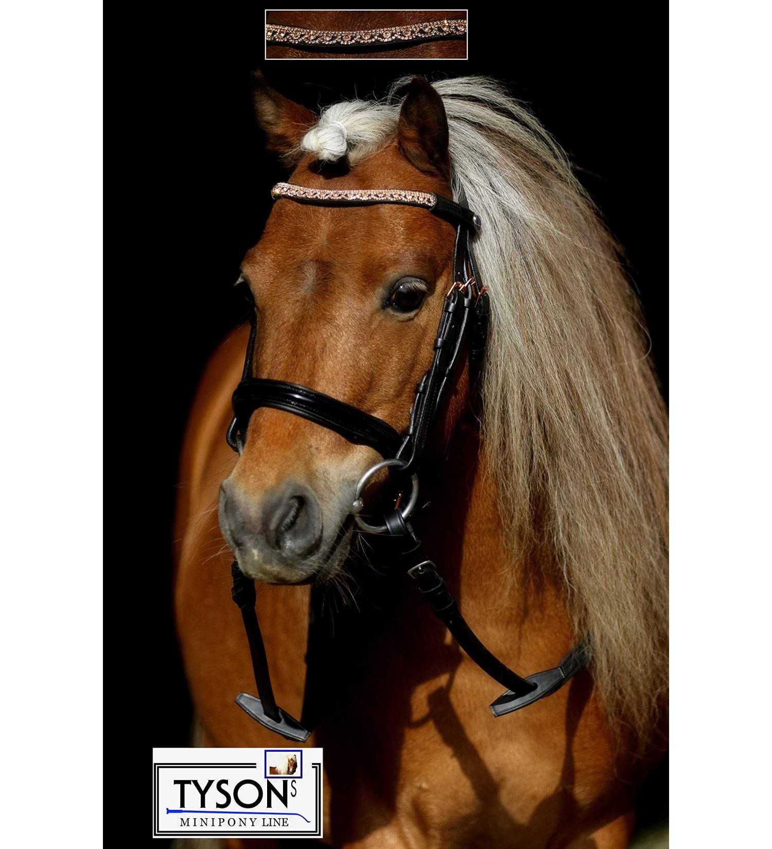 Buy Tysons Breeches Bridle in Rose Gold | Mini Shetty Riding Bridle with Leather Glitter Rhinestones + Reins - International Shipping Available - Buy Online on GoSupps.com
