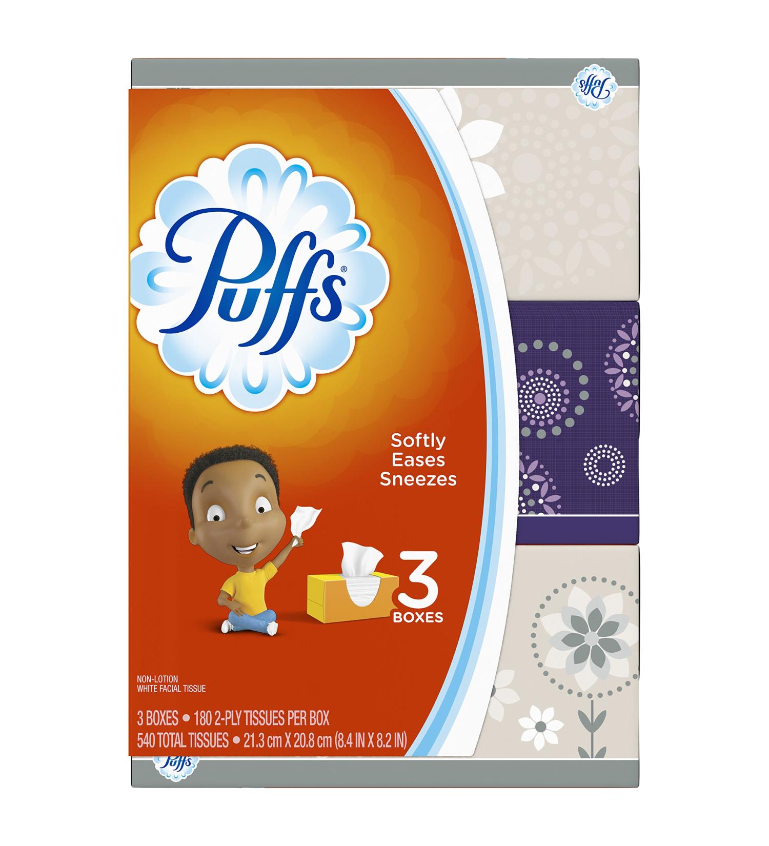 Puffs Everyday Non-Lotion Facial Tissues 180 Count (Pack of 3) - Gentle and Absorbent - Buy Online on GoSupps.com