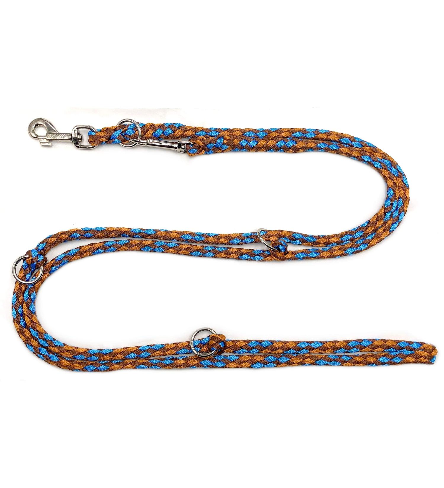 Dogeline Double leash Practice line for medium dogs up to 45 kg over 39 colors very stable (2.80 m Hawaii) 2.80 m brown-turquoise-bright brown