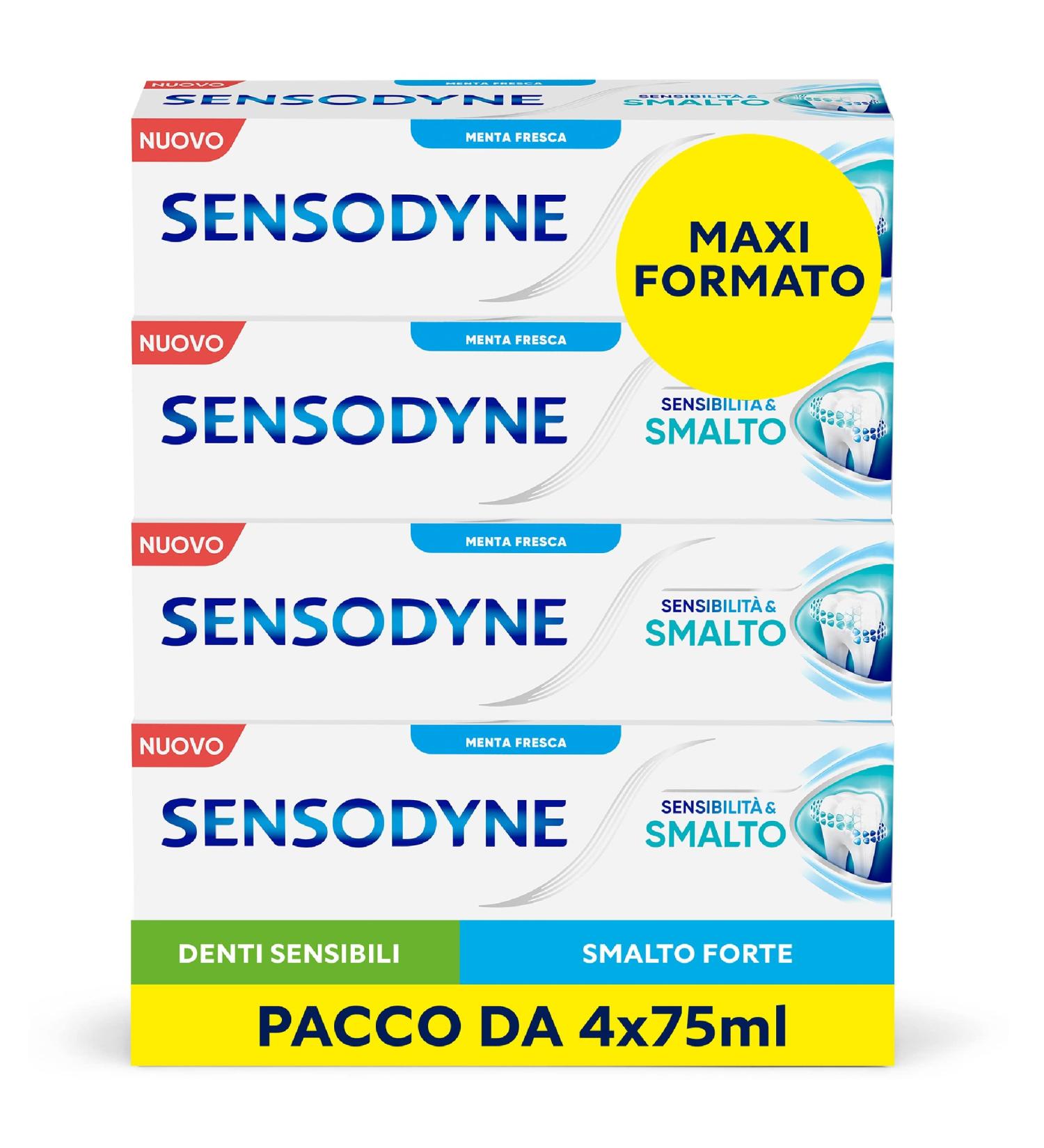 Sensodyne Sensodyne Sensitivity toothpaste & whitening varnish for sensitive teeth and strong varnish whitening effect* fresh mint taste maxi format 4 x 75 ml