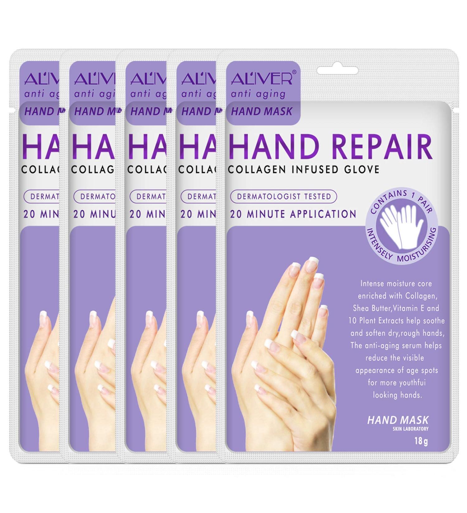 5 Pack Moisturizing Gloves for Dry Cracked Hands - Lavender Hand Treatment Mask for Men and Women - Buy Online on GoSupps.com