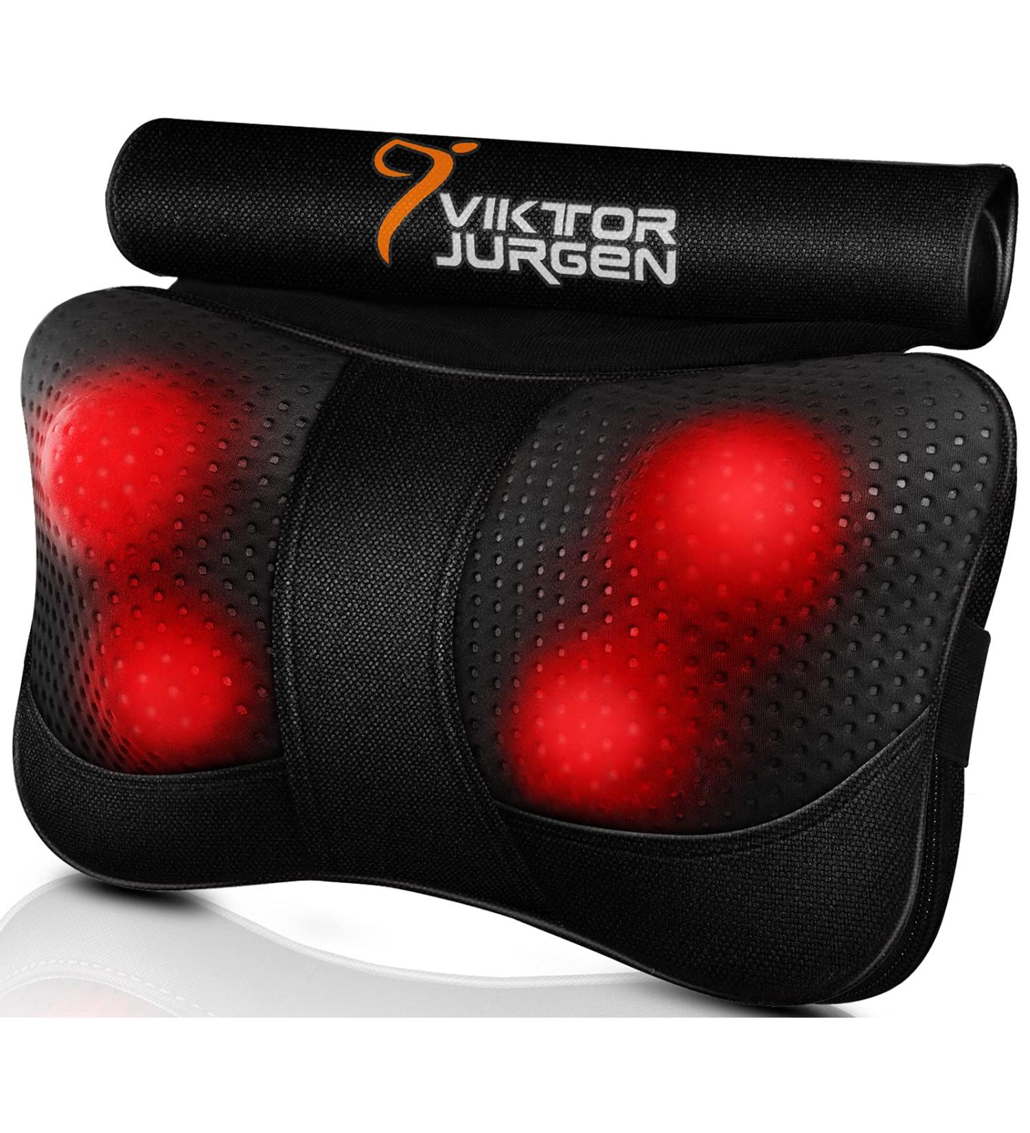 Electric Heat Massager Pillow for Back and Neck Pain Relief - Perfect Gift for Grandpa, Grandma, Teacher, Nurse - Christmas Present - Kneading Shoulder Massager for Sore Muscles - Black Cloth - Buy Online on GoSupps.com