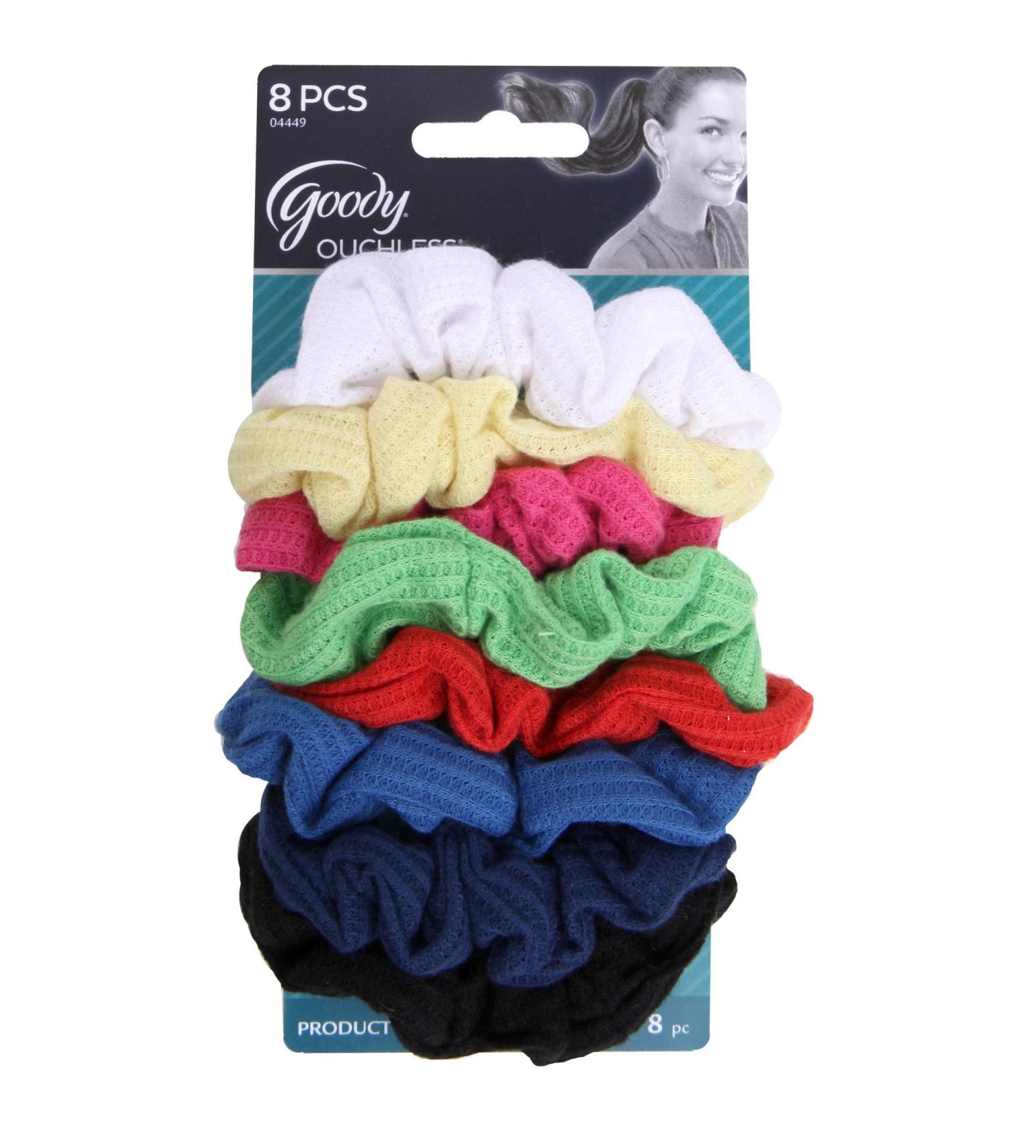 Goody - Ouchless Ribbed Hair Scrunchies/Wraps - 8 Pk  Assorted Colors Ribbed Light