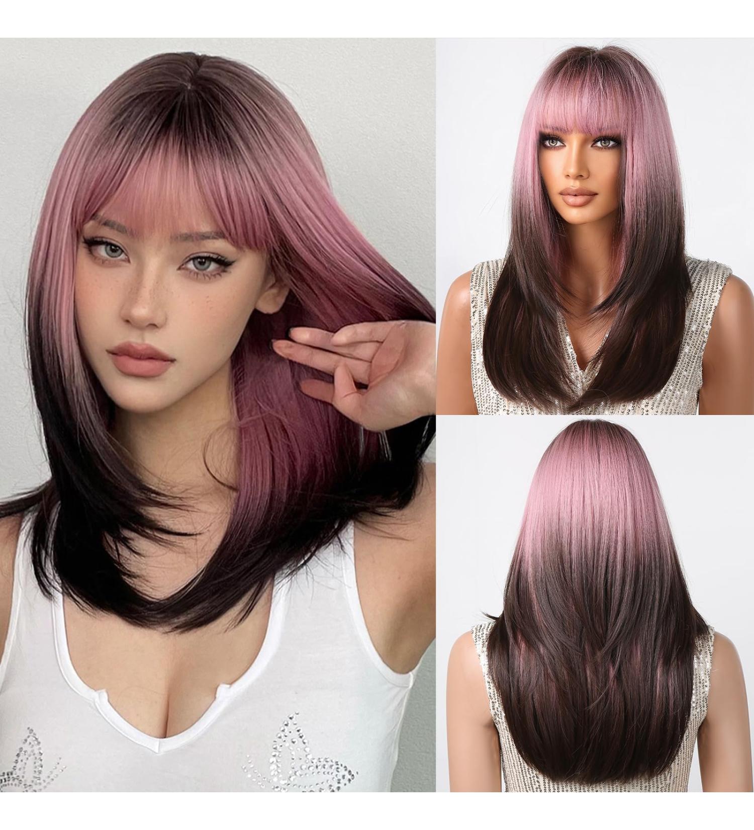 Testar 20-Inch Pink Ombre Wig for Women | Heat-Resistant Long Layered Wig for Cosplay & Daily Use - Buy Online on GoSupps.com