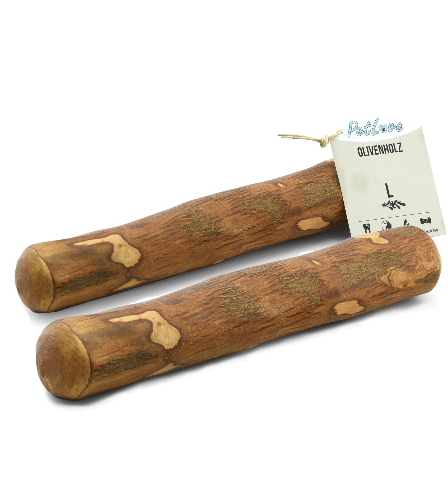 Petlove Olive Wood Dog Chews with Salmon Oil | Long-Lasting Dental Care Toy for Large Dogs | 2 Pack (L - 221-450g) - Buy Online on GoSupps.com
