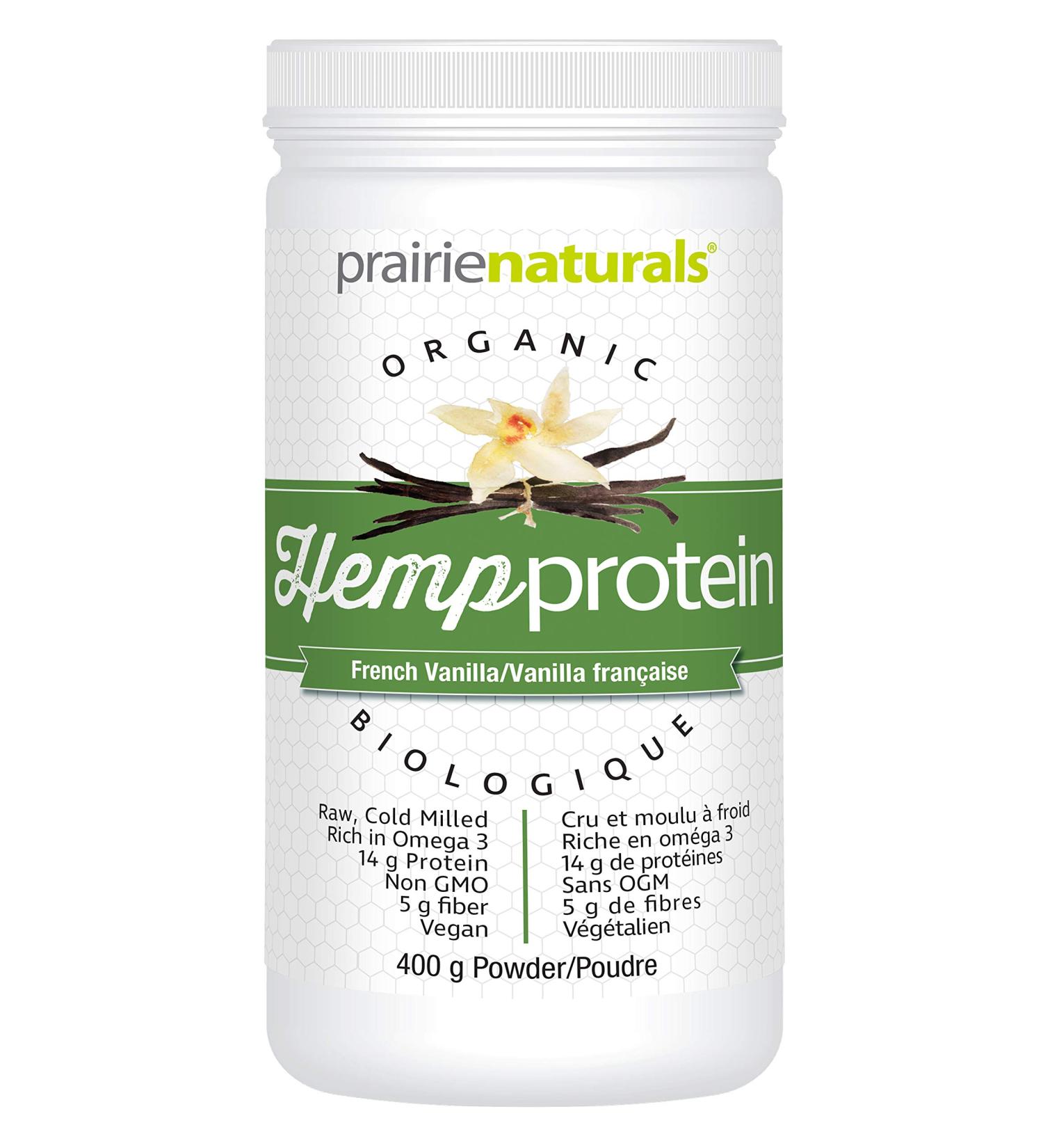 Prairie Naturals Organic Raw Hemp Protein - French Vanilla Flavour 400 gram - Buy Online on GoSupps.com