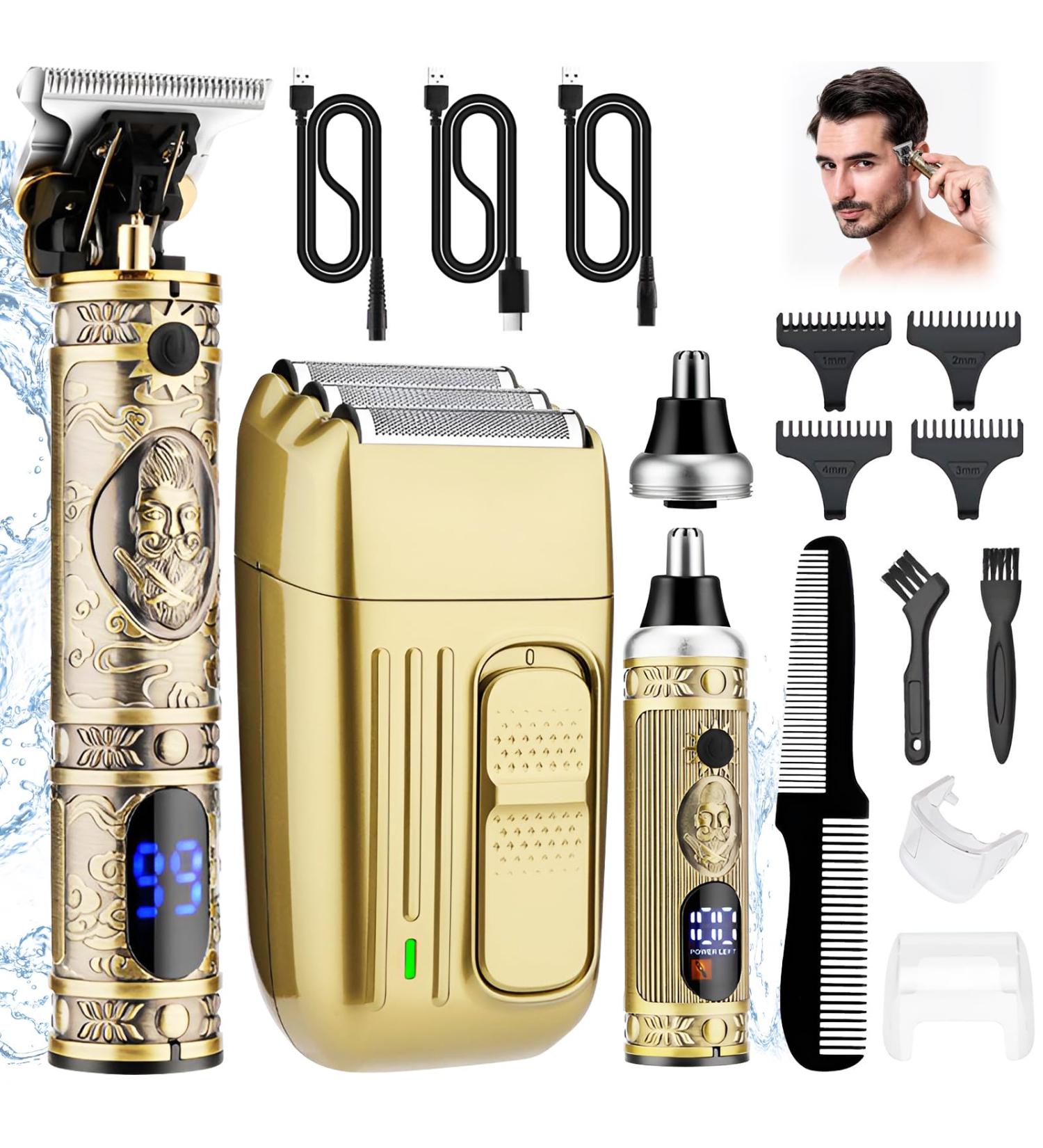 Professional Hair Trimmer & Clippers Set for Men - Cordless Electric Beard Trimmer with LCD Display - Ideal Gift for Grooming - Buy Online on GoSupps.com