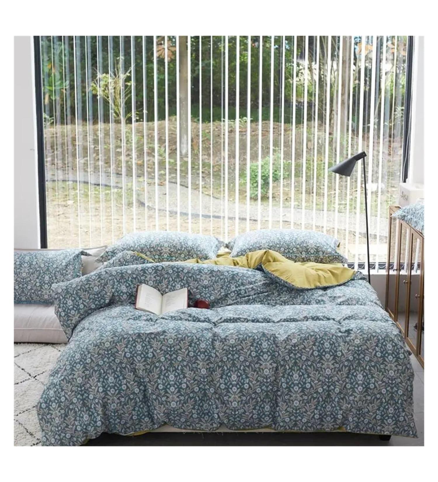 Cotton Ginkgo Biloba Duvet Cover Set Printed Bedding Large Flat Set Soft (8 Queen Flat 4pcs) - Buy Online on GoSupps.com