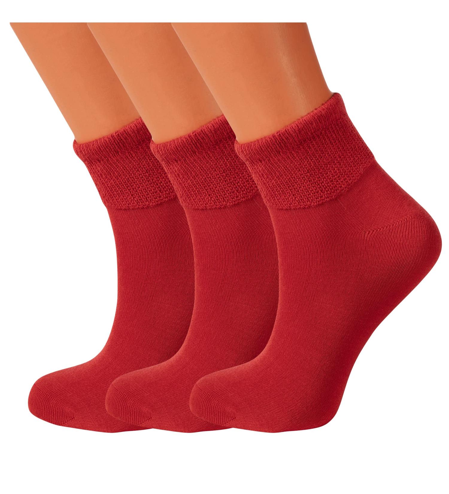 American Made Diabetic Ankle Socks 3 Pairs Red, Size 9-11 | Soft Cotton Non-Binding Top - Buy Online on GoSupps.com
