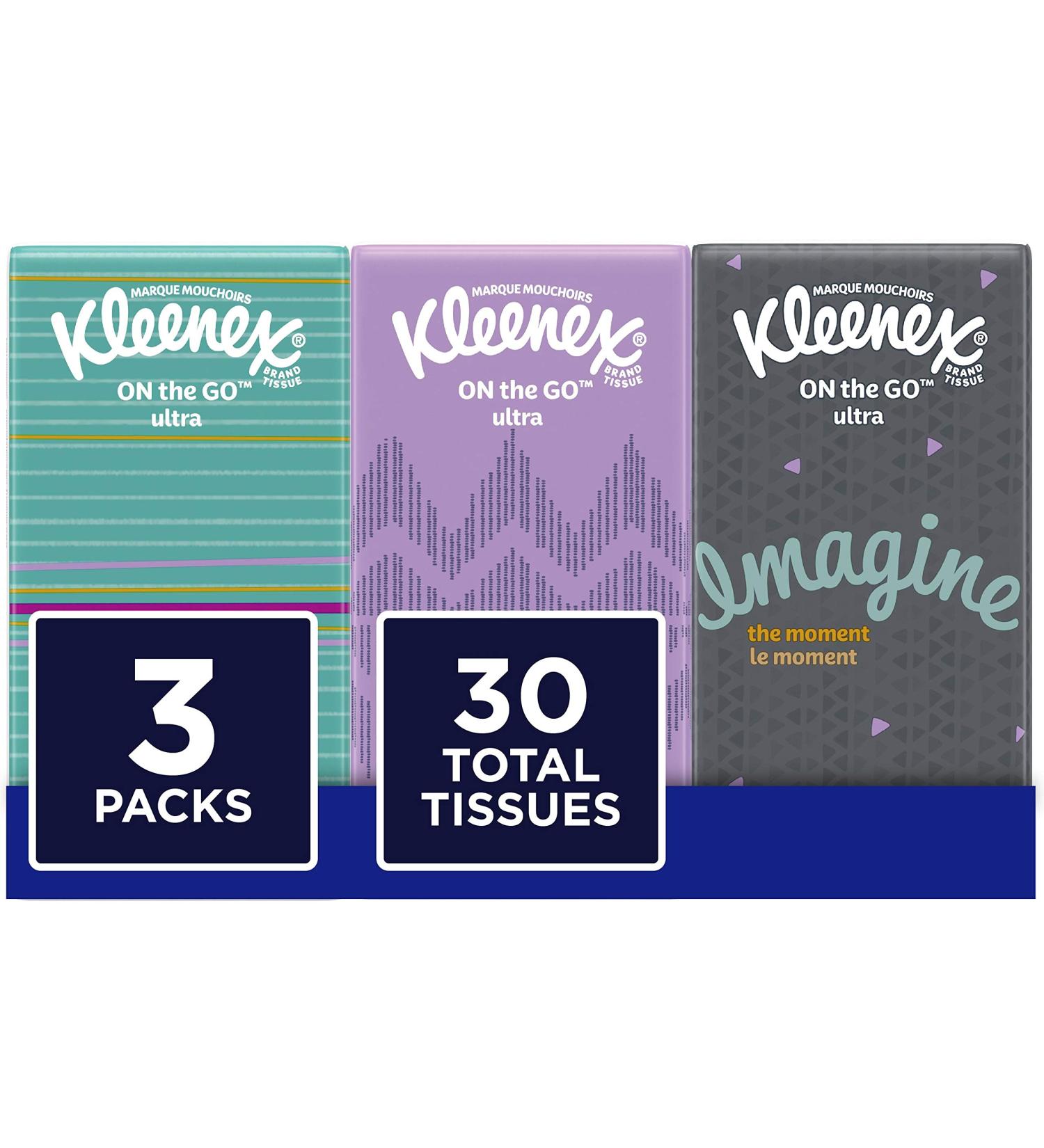 Kleenex Facial Tissues 10 ct 3 Pack - White, 10 Count Per Pack (Pack of 3) - Buy Online on GoSupps.com