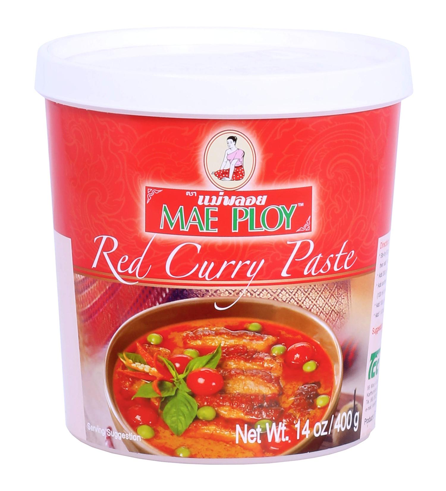 Mae Ploy Red Curry Paste - Authentic Thai Blend for Curries and Dishes | 14oz Tub - No MSG, Preservatives, or Artificial Coloring - Buy Online on GoSupps.com