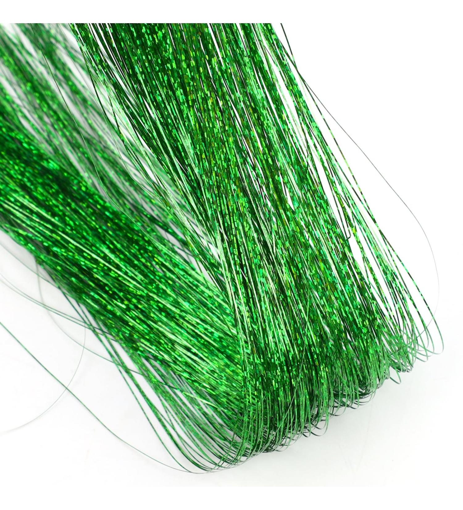 Sparkling Green Hair Tinsel Extensions Kit - 200 Strands, Heat Resistant Glitter Hair Extensions for Women & Girls - 48 Inch - Buy Online on GoSupps.com