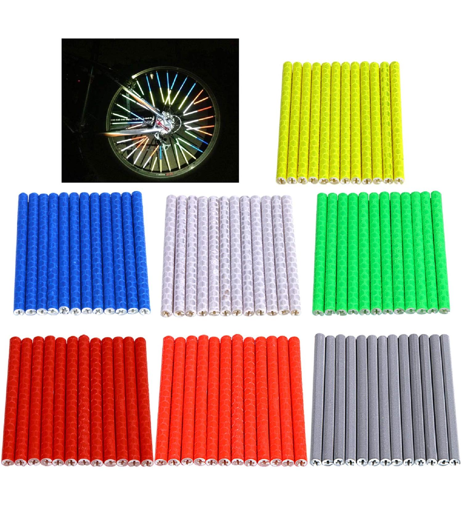 SANNIX 84pcs/7 Sets Bicycle Spoke Skins Wraps - Reflective Wheel Decoration for Kids Road Mountain Bike - Buy Online on GoSupps.com