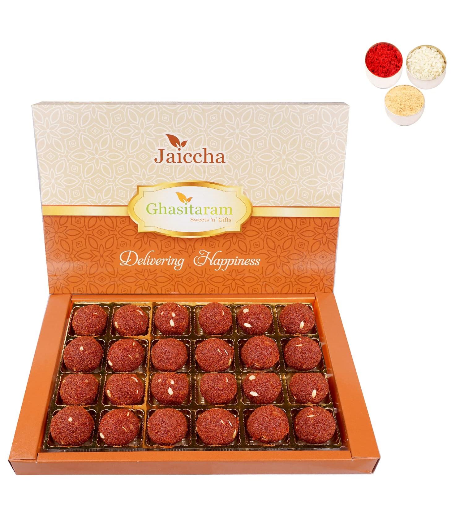 Jaiccha Ghasitaram Bhaidooj Gifts for Brothers Chocolate Motichoor/Boondi Laddoo 800 GMS - Buy Online on GoSupps.com