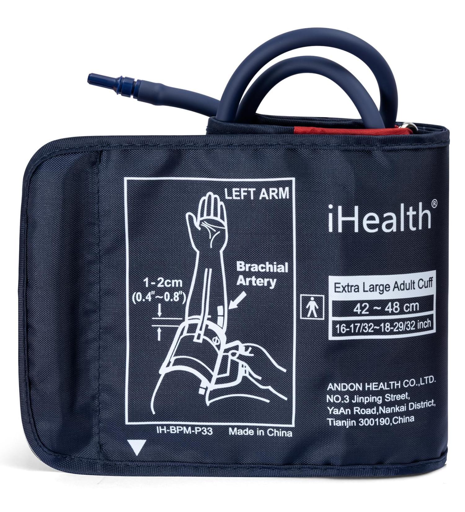 iHealth Extra Large Adult Blood Pressure Cuff (16.5-18.9") - Compatible XL Replacement for iHealth Track Monitor | Best BP Cuff for Big Arms - Buy Online on GoSupps.com