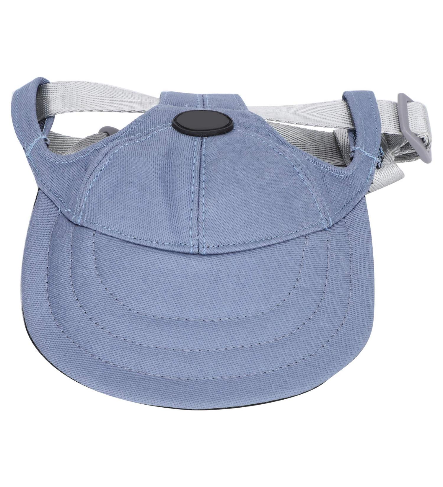 Adjustable Dog Baseball Hat - Sun Protection Cap for Small & Medium Dogs | Outdoor Sport Cap with Ear Holes | Blue M - Buy Online on GoSupps.com