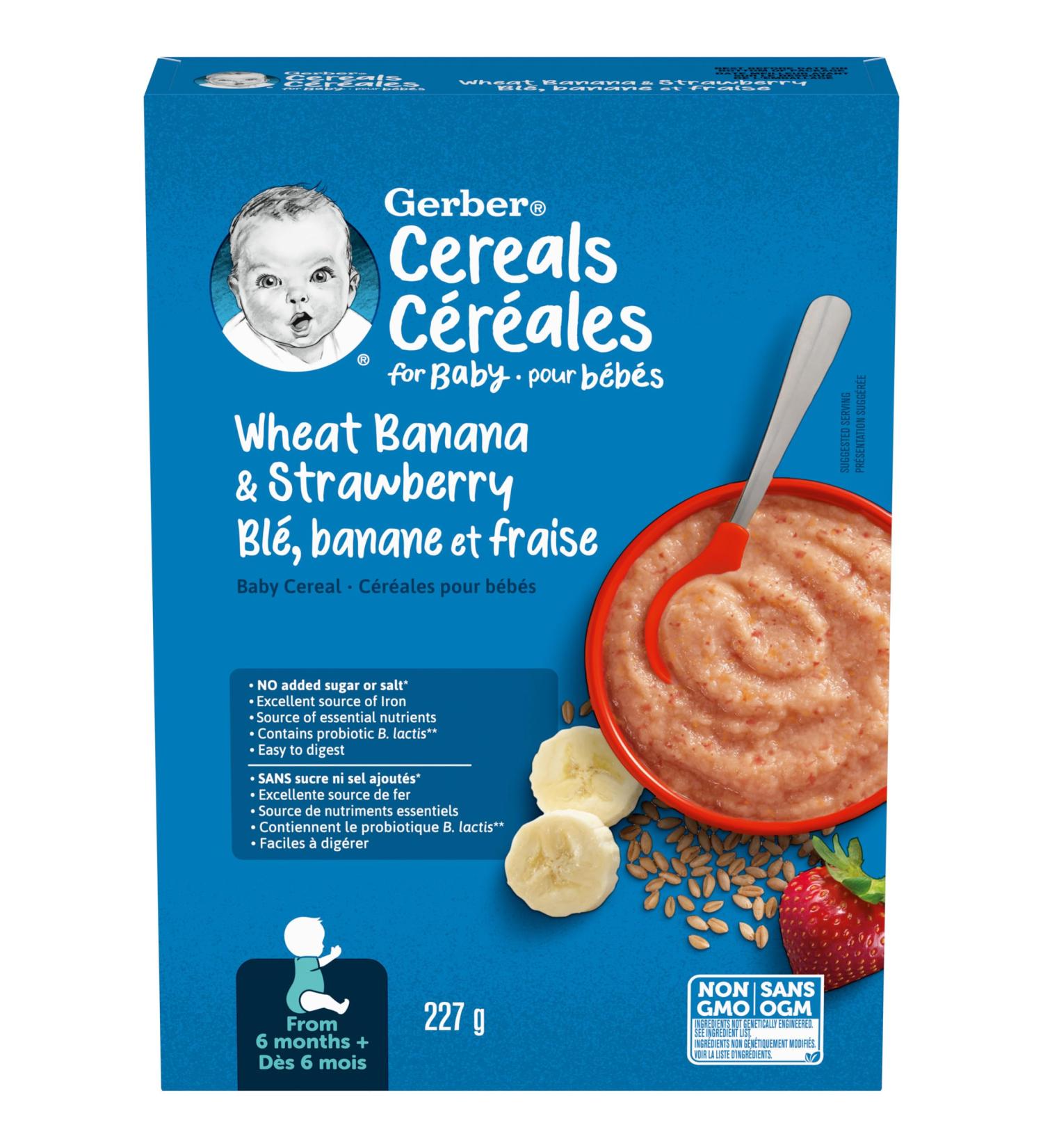 Nestle Gerber Nestle Gerber Wheat with Banana and Strawberry Baby Cereal 227g Box - Buy Online on GoSupps.com