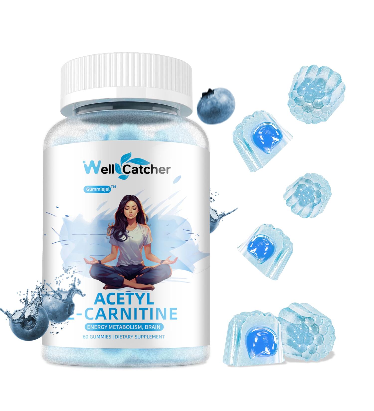 Acetyl L-Carnitine Gummies 1000 MG - Vegan Sugar-Free Supplement for Muscle Endurance Brain Health & Energy - Blueberry Flavor - 60 Count - Buy Online on GoSupps.com