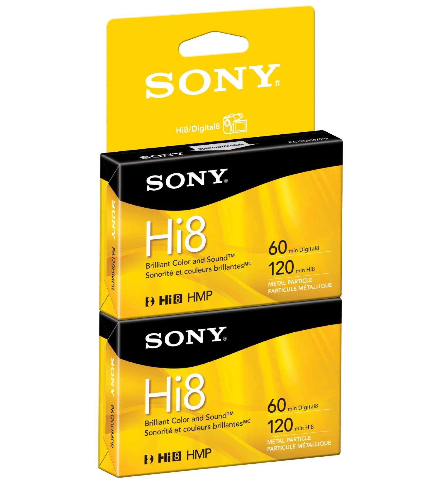 Sony P6120HMPR/2C 2-Pack 120-Minute Hi8 Tape with Hangtab
