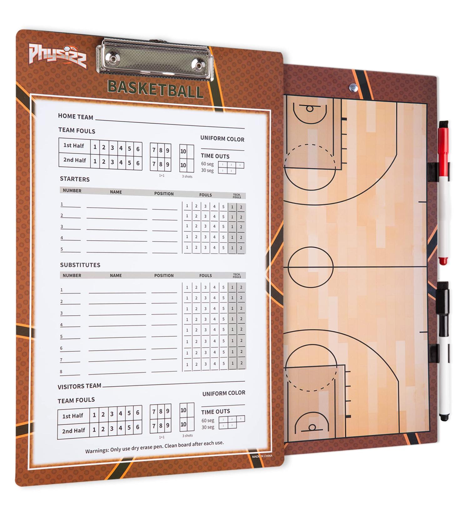 PHYSIZZ Basketball Coaching Board | Double-Sided Dry Erase Clipboard for Coaches - Buy Online on GoSupps.com