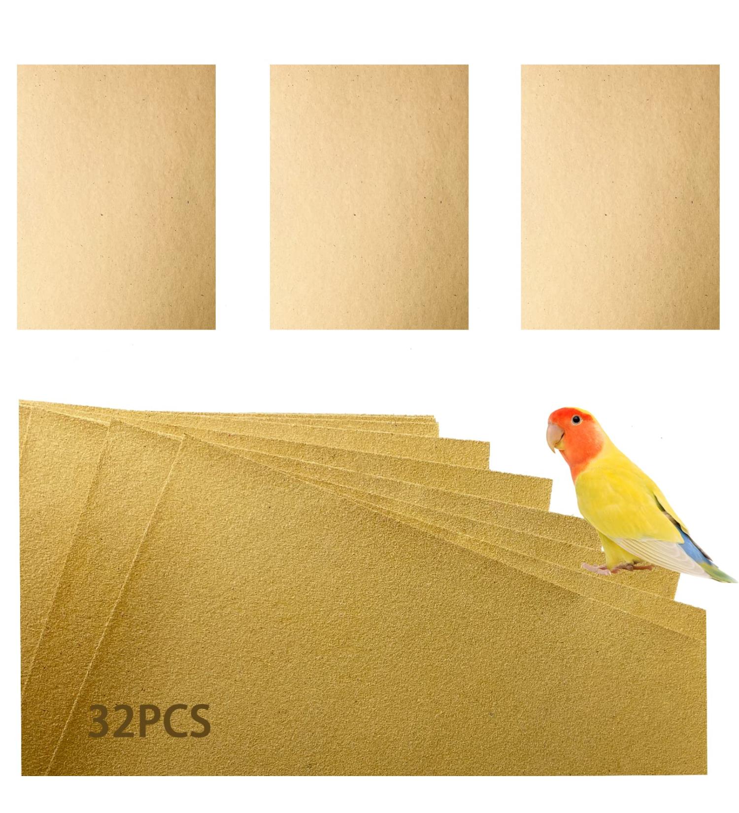 Hamiledyi Bird Gravel Paper 32PCS - 17x11 Inch Disposable Cushion Pads for Parrot Cage - Special Sea Sand Liner for Bird Parakeet Budgie - Buy Online on GoSupps.com