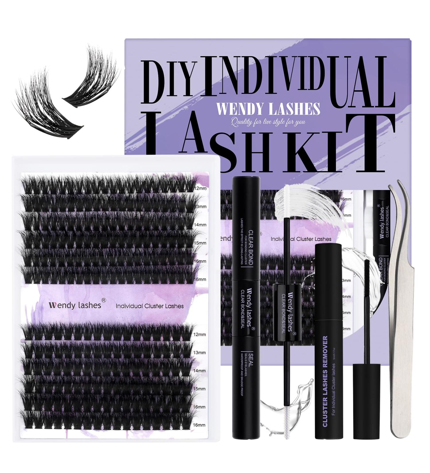DIY Lash Extension Set | 3D Effect Eyelash Extensions Kit | 30D + 40D Mixed Clusters | 12-16mm with Glue | GJ-3D-60D + 80D-D Curl - Buy Online on GoSupps.com