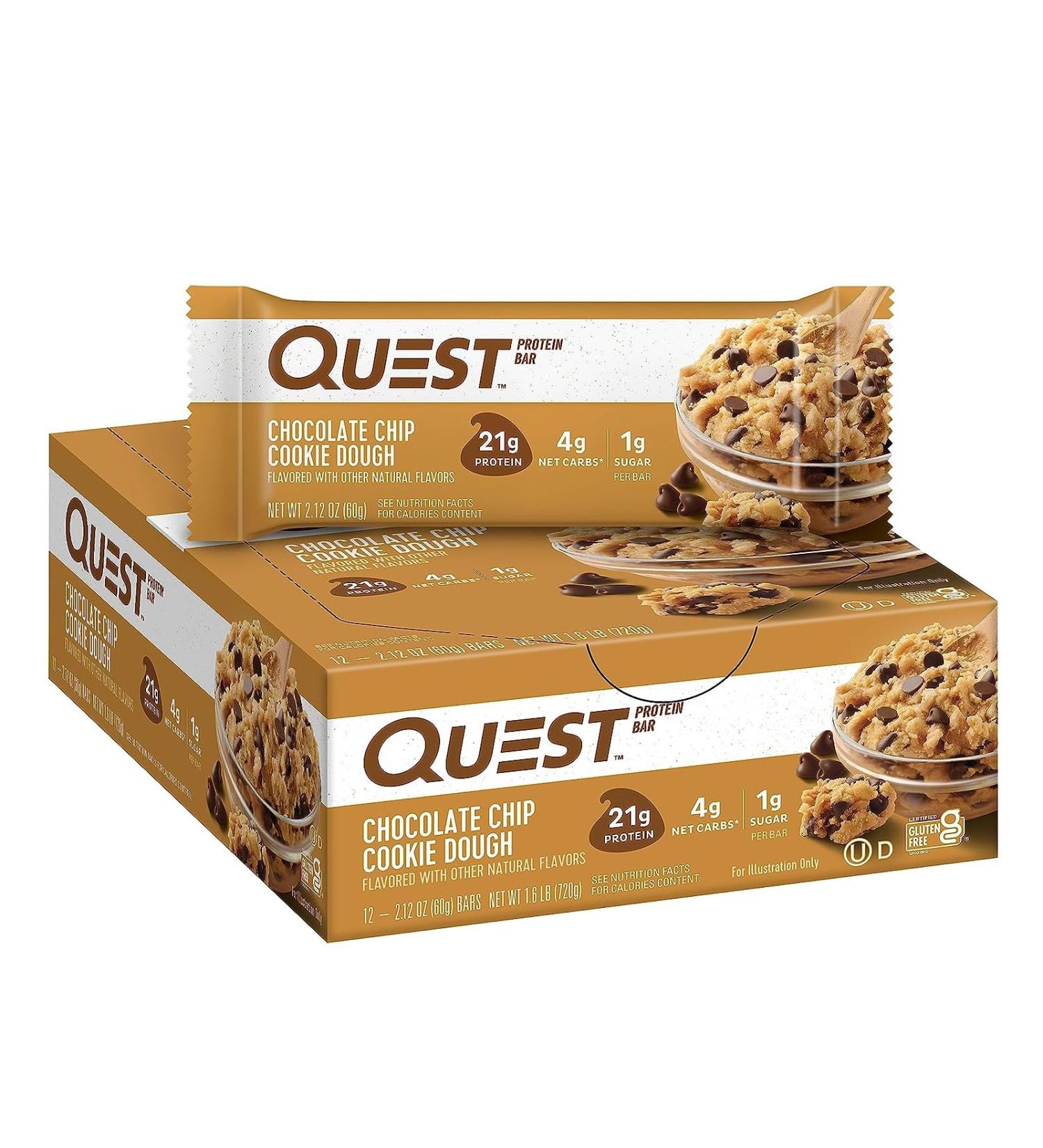 Quest Bar Choc. Chip Cookie Dough | 12 Bars/Box - Buy Now! - Buy Online on GoSupps.com