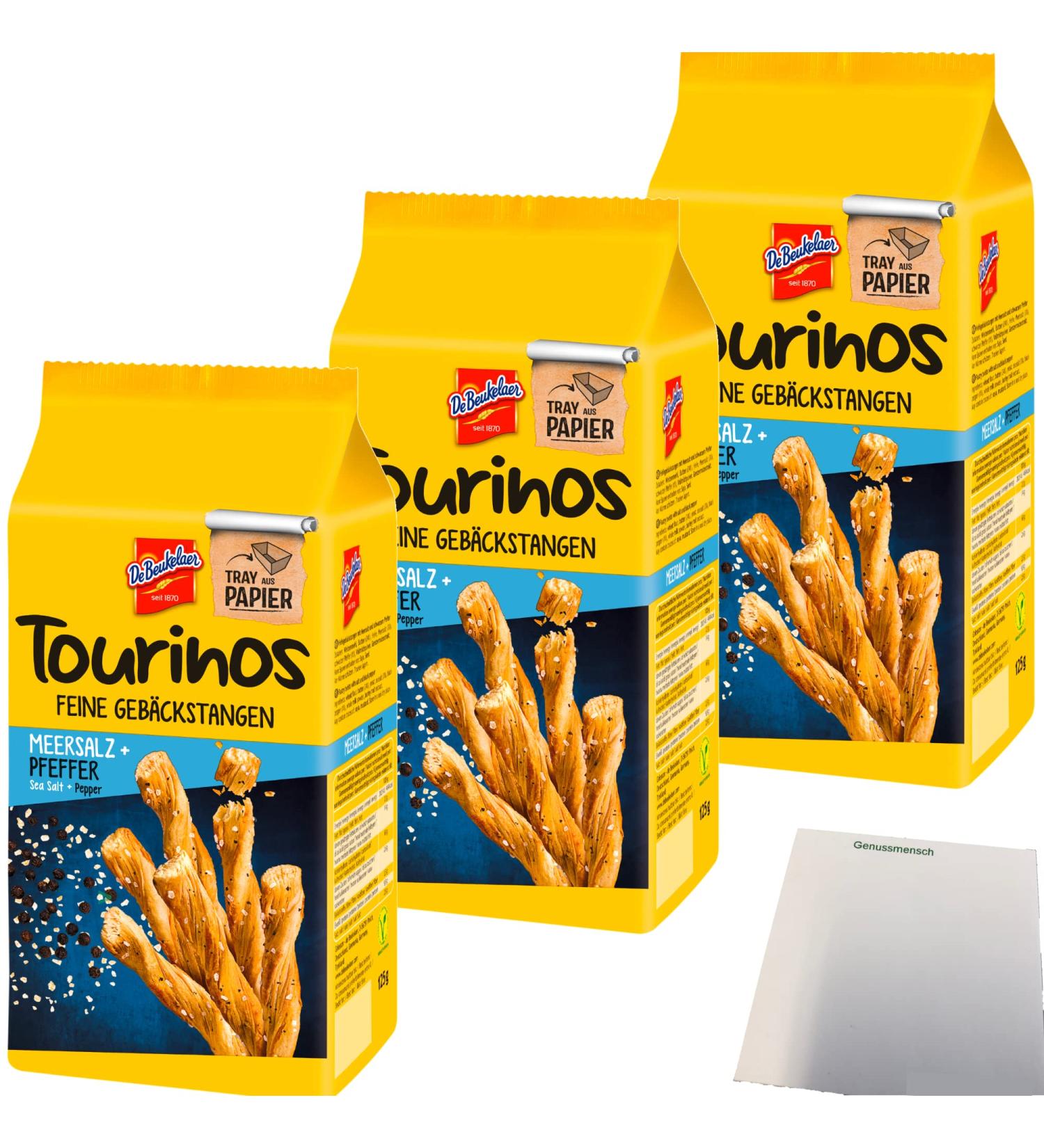 Buy De Beukelaer Tourinos Sea Salt & Pepper Fine Pastry Sticks 3-Pack (3x125g) - International Shipping Available! - Buy Online on GoSupps.com