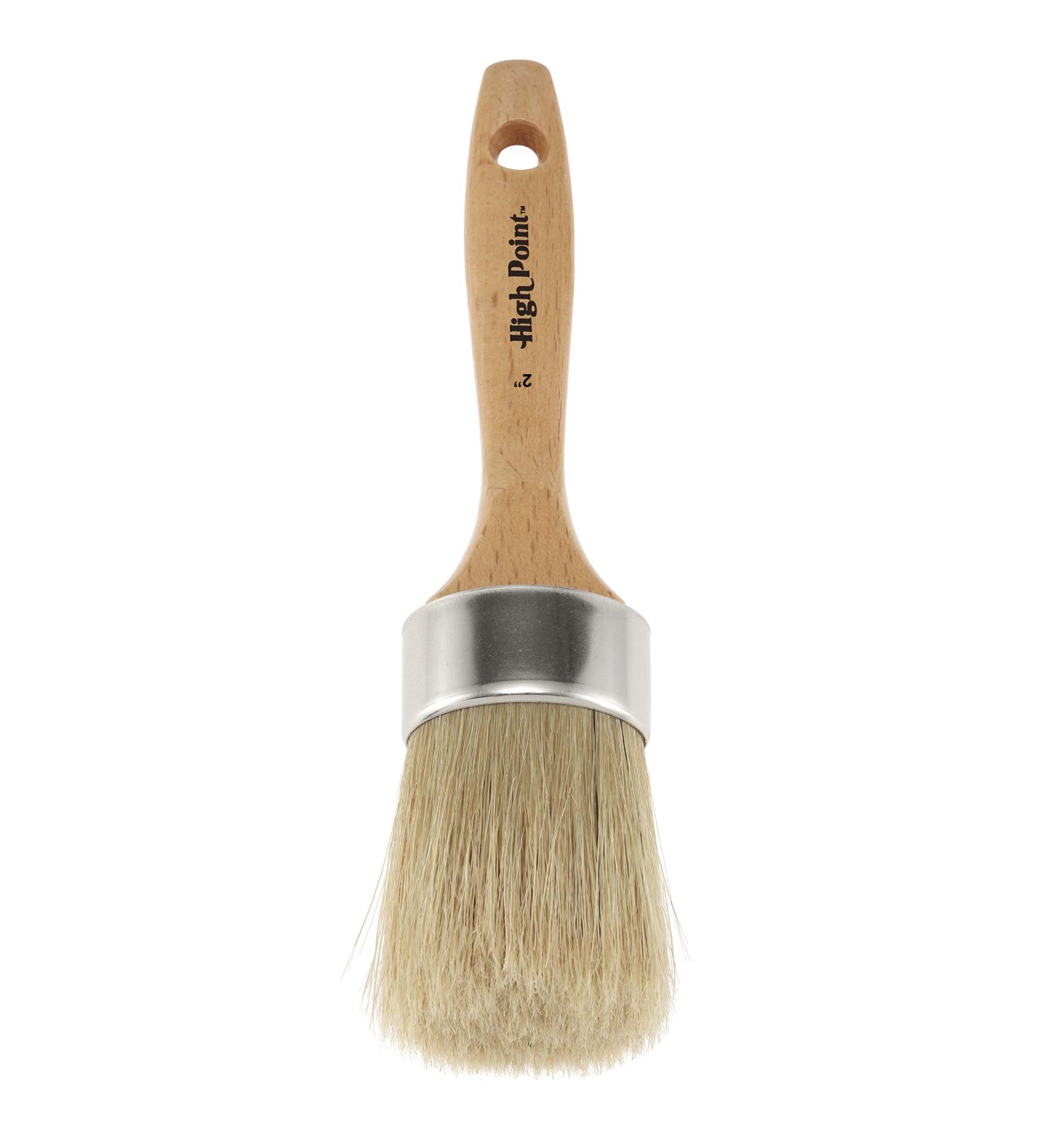 Large 2-in-1 Round Chalk & Wax Finishing Brush with Natural Hog Bristles - Ergonomic Handle for DIY Furniture, Hobby Paint, Stenciling - 2 x 2.36 Single Pack - Buy Online on GoSupps.com