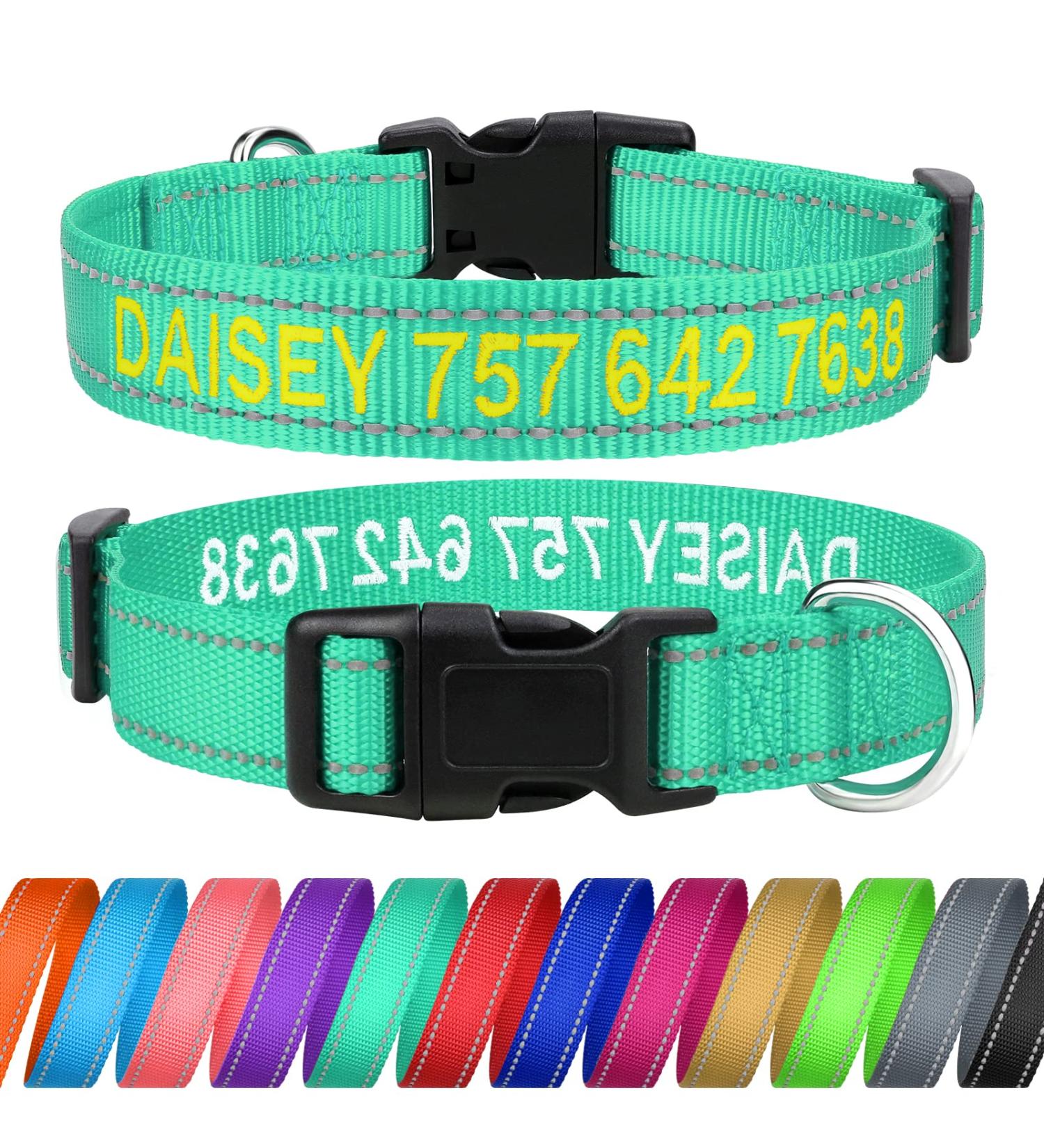 Tagme Personalized Dog Collar for Small Dogs - Embroidered Reflective Nylon Collar with Pet Name & Phone Number - Turquoise XS (1 Pack) - Buy Online on GoSupps.com