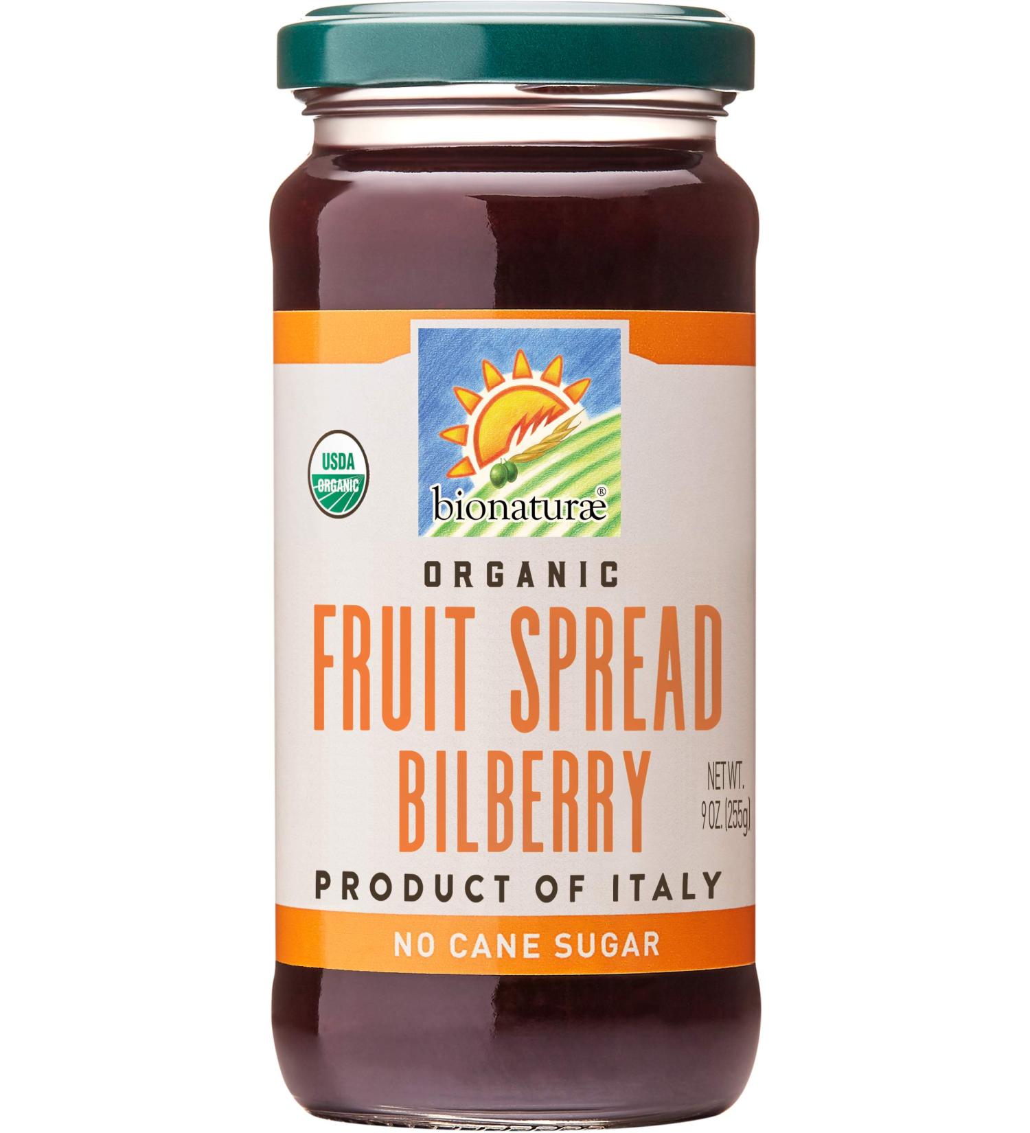 Bionaturae Organic Bilberry Fruit Spread - Non-GMO, USDA Certified, No Sugar Added, Made In Italy | 9 oz - Buy Online on GoSupps.com