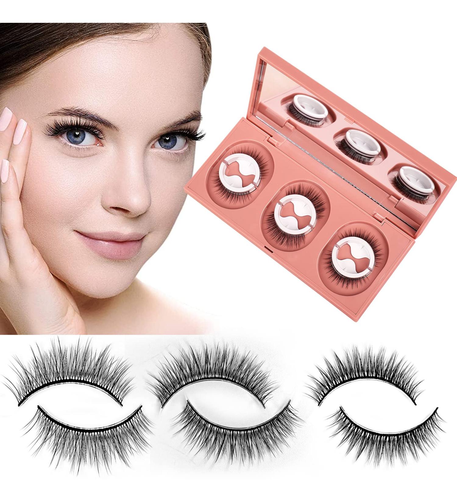 SAOTAENG Reusable Self-Adhesive Eyelashes - Stable, Easy to Apply, Waterproof, Natural Look - No Lashes or Glue Needed - 3 Pairs Pink Box - Perfect Gift for Women - Buy Online on GoSupps.com
