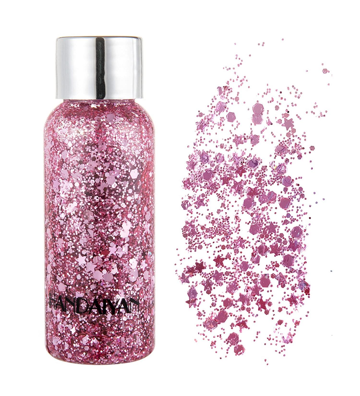 Holographic Body Glitter Pink - TEOYALL Long Lasting Shimmer Sequins for Body, Face, Hair Makeup - Buy Online on GoSupps.com