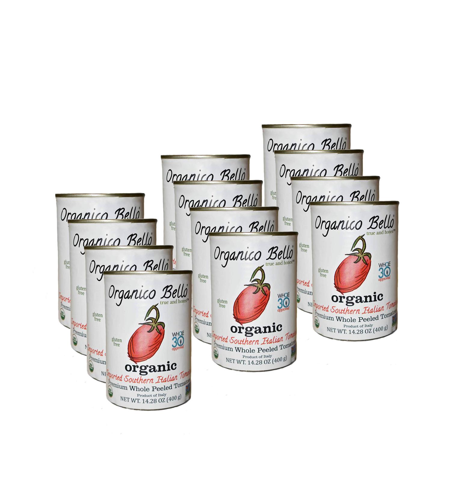 Organico Bello Organic Southern Italian Whole Peeled Tomatoes 14.28 Oz (Pack of 12) - 14.28 Ounce Canned Tomatoes - Buy Online on GoSupps.com