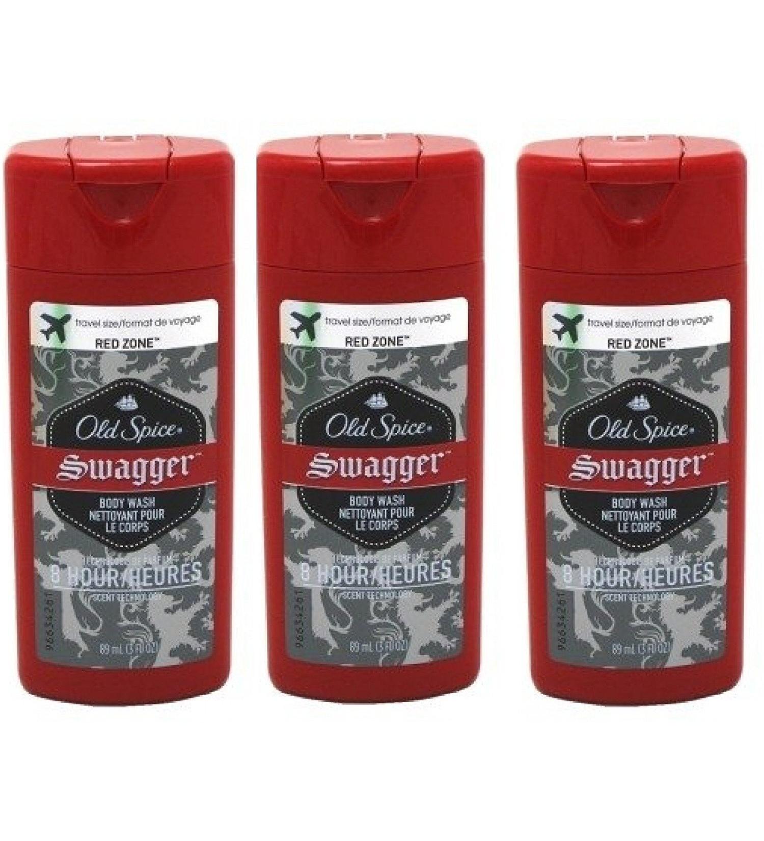 Old Spice Swagger Red Zone Body Wash Travel Size 3 Oz (Pack Of 3)