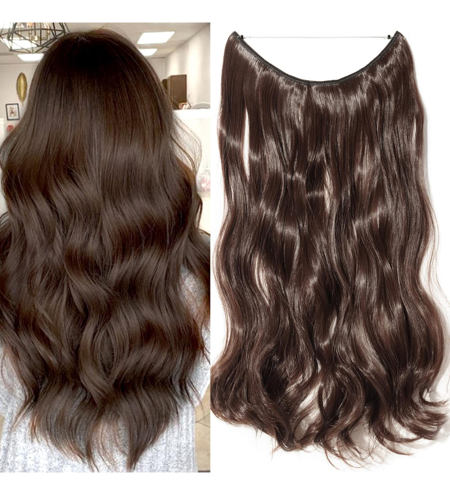 Shop 50cm Wavy Medium Brown Hair Extensions - Invisible Crown Wire Headband Hairpiece for Women - Buy Online on GoSupps.com