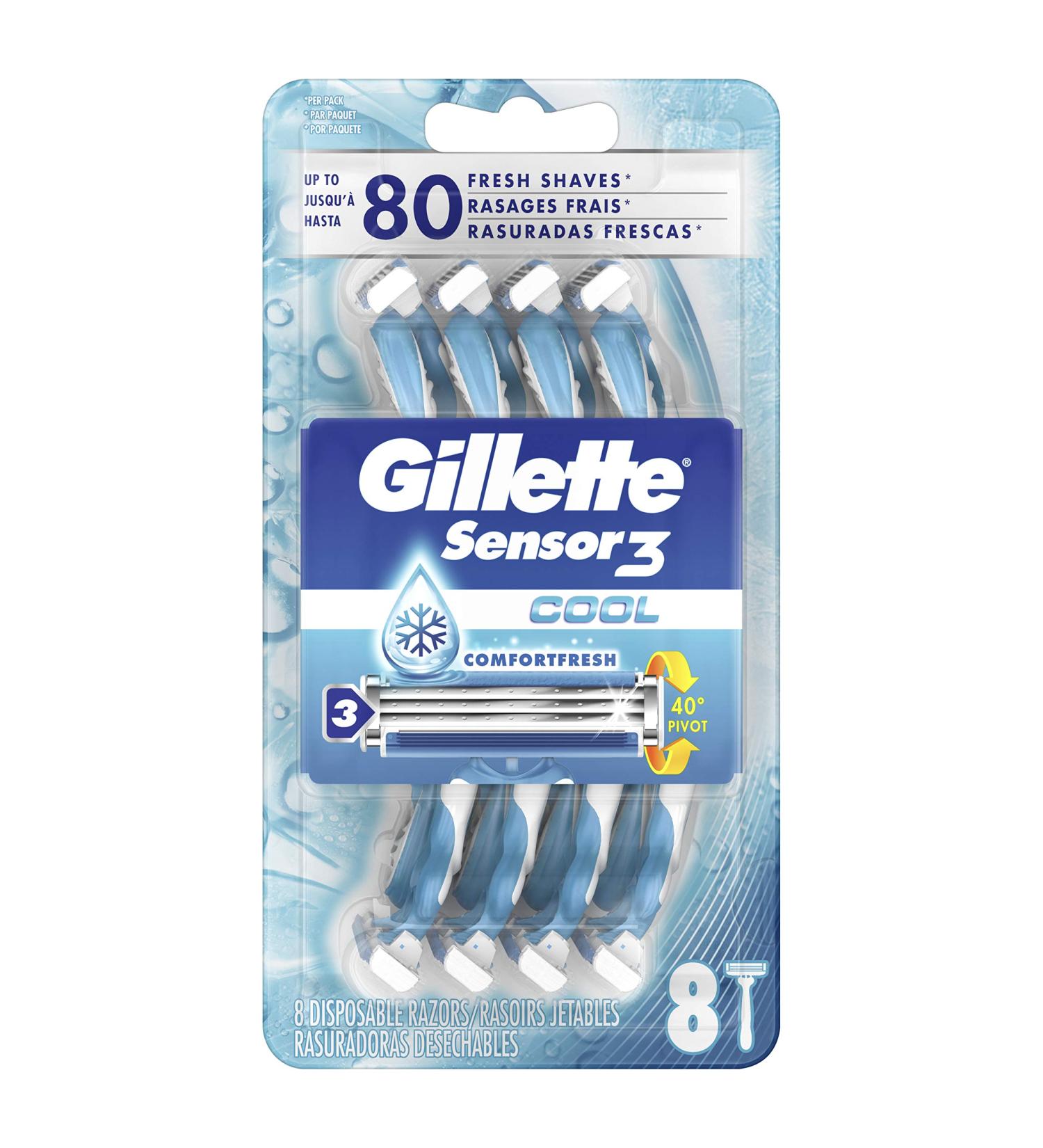 Gillette Sensor3 Cool Men's Disposable Razors - 8 Count - Buy Online on GoSupps.com