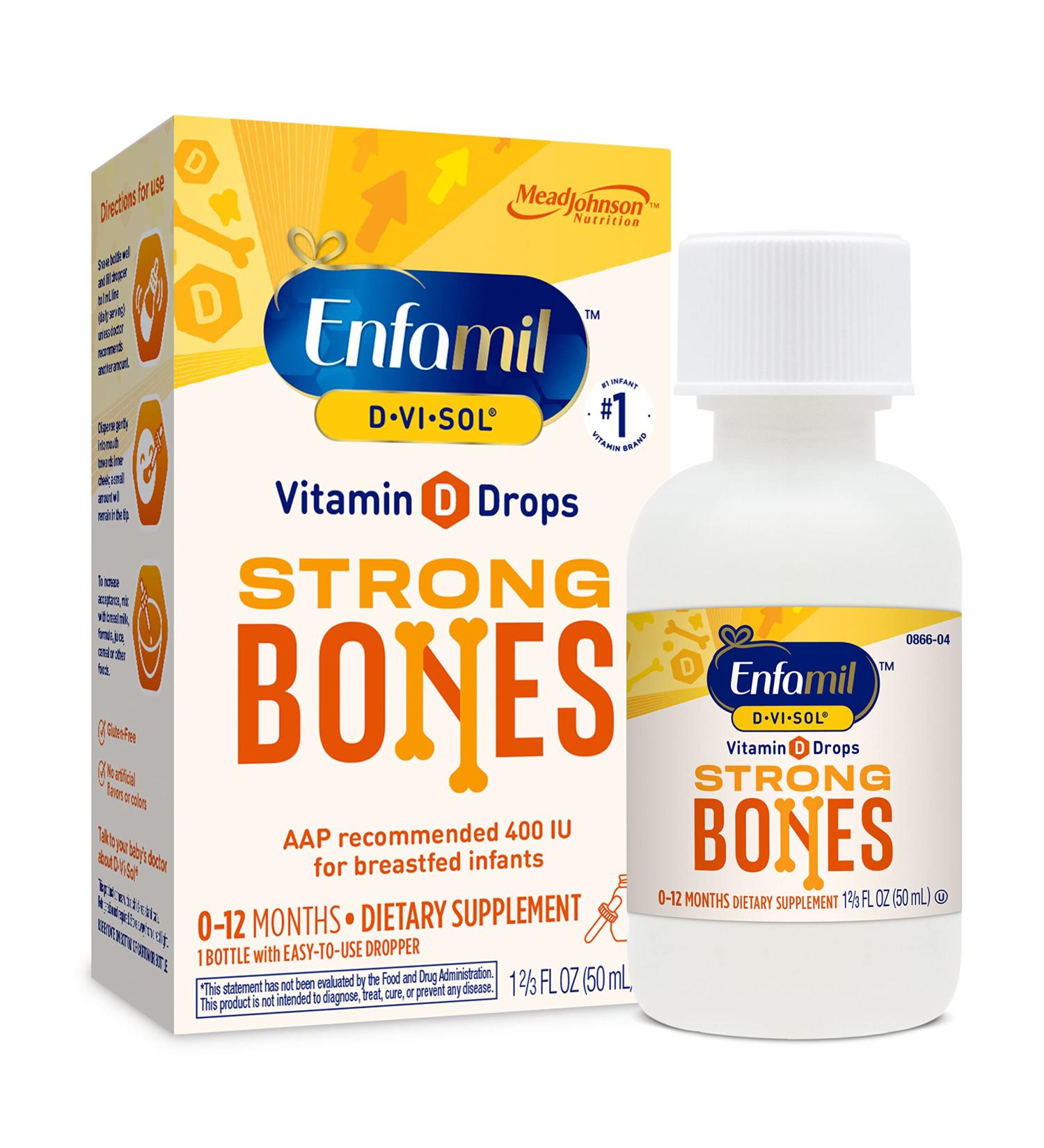 Enfamil Baby Vitamin D Drops Strong Teeth & Bones for Newborns | Gluten-Free | 50 Day Supply - Buy Online on GoSupps.com