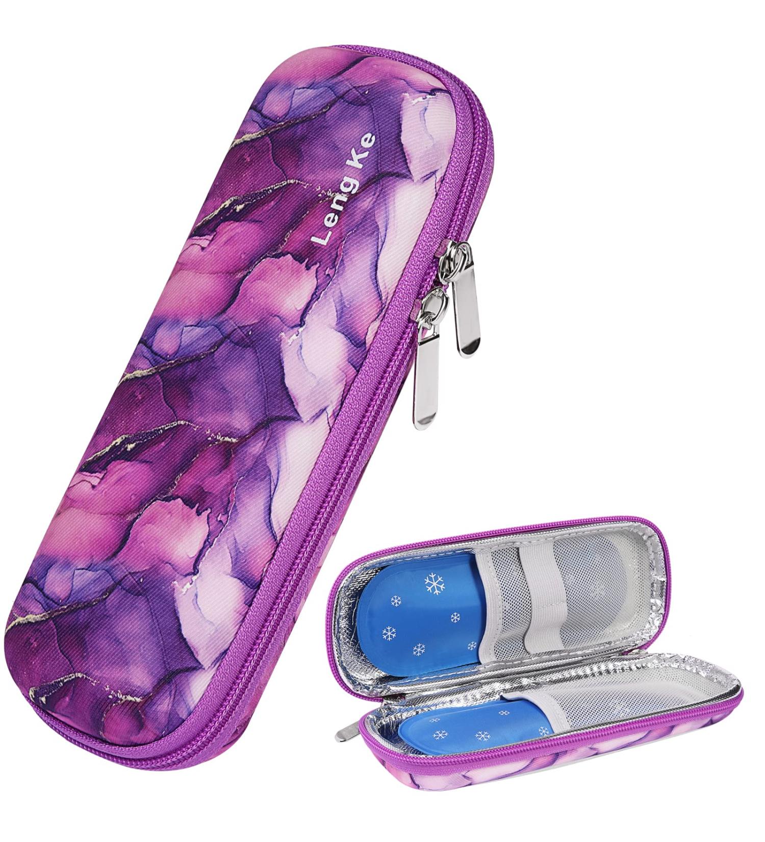 Jakago Insulin Cooling Bag - Portable Insulin Pen Case with 2 Nylon Cooling Packs for Diabetes Accessories | Violet - Buy Online on GoSupps.com