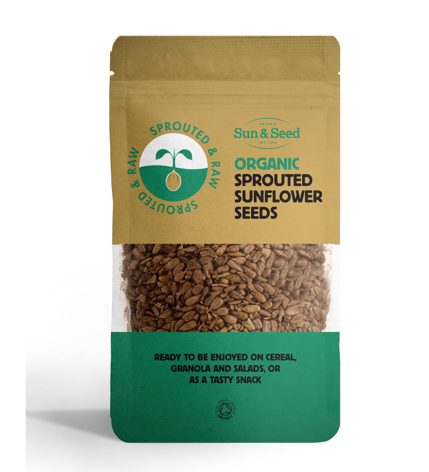 Sun & Seed 250g Sprouted Sunflower Seeds: Natural Vegan Fibre & Protein Source - Raw, Organic - Buy Online on GoSupps.com