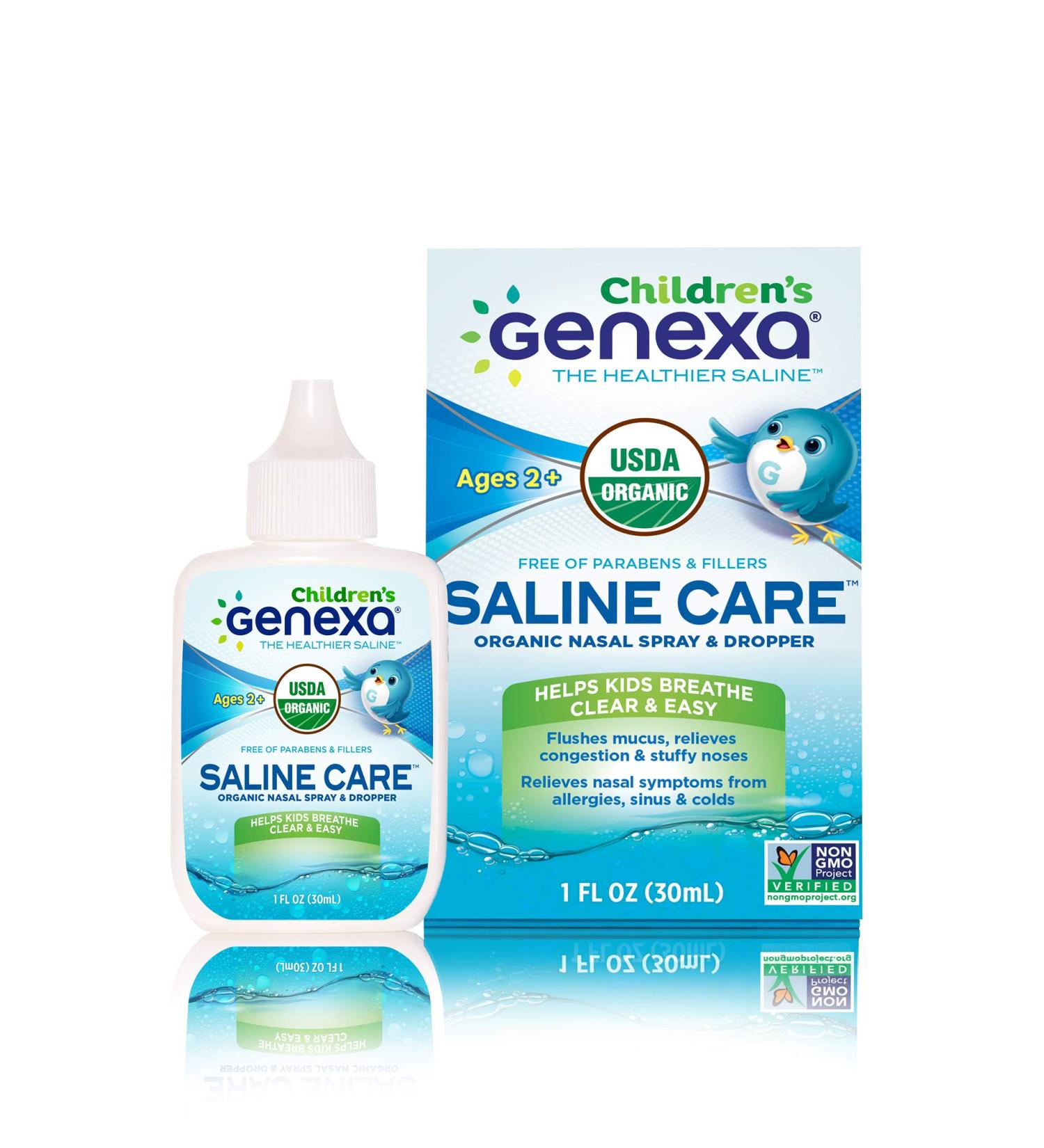 Genexa Organic Children's Saline Nasal Spray & Dropper - Age 2+, 1 fl oz - Buy Online on GoSupps.com